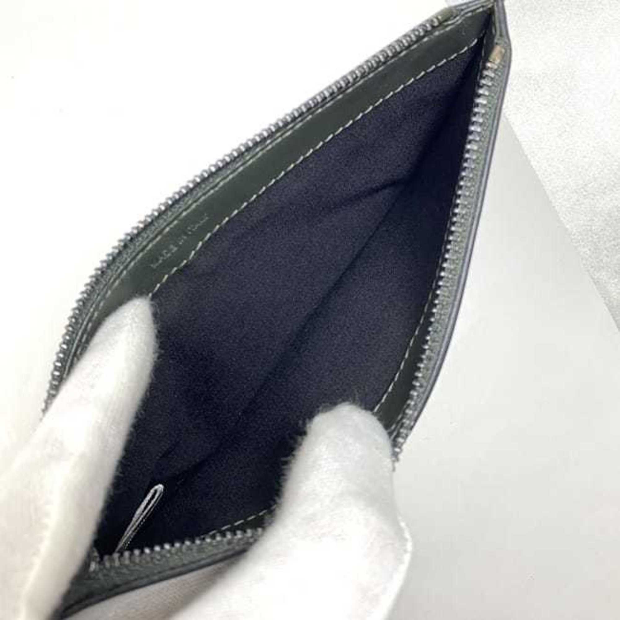 Jimmy Choo Khaki Navy Leather Coin Purse/Coin Case (Pre-Owned)