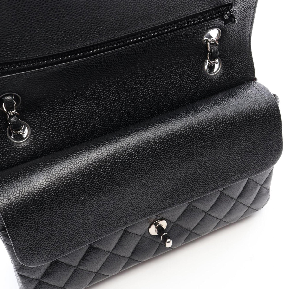 Chanel Black Grained Calfskin Handbag Shoulder Bag (Pre-Owned)