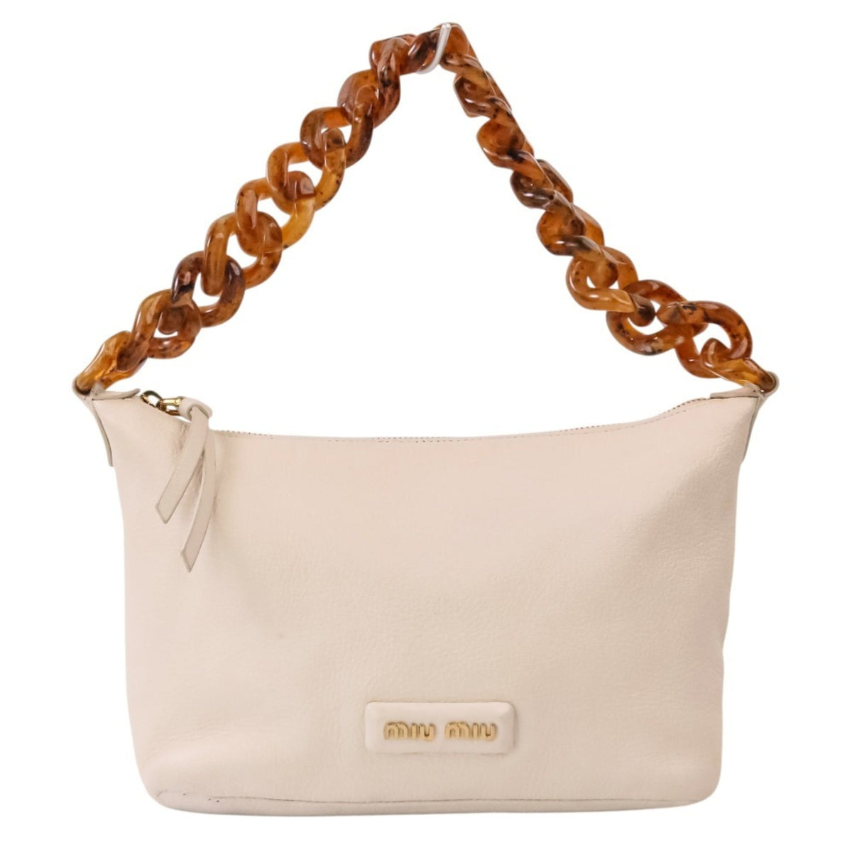 Miu Miu Black White Leather Handbag (Pre-Owned)