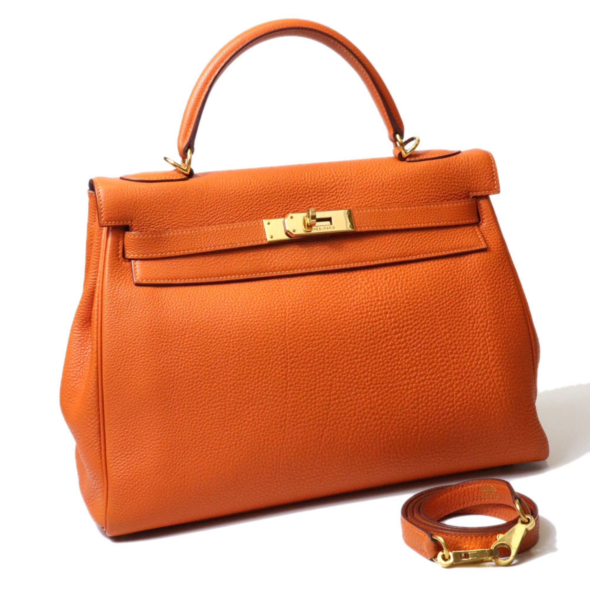 Hermes Orange Togo Leather Handbag Shoulder Bag (Pre-Owned)