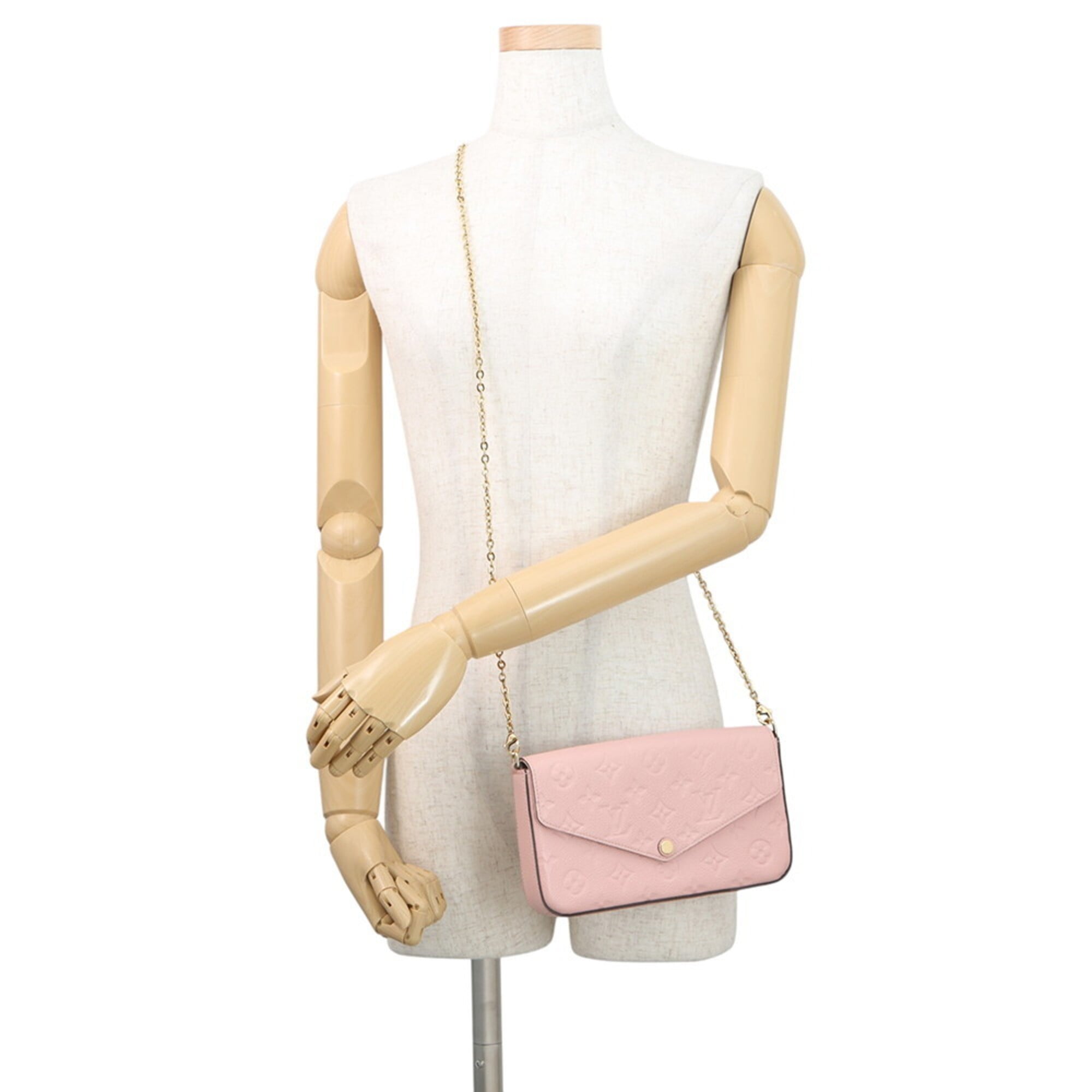 Louis Vuitton Monogram Empreinte Rose Poudre Monogram Empreinte Chain/Shoulder Wallet (Pre-Owned)