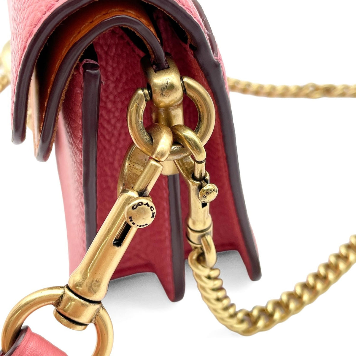 Coach Orange Pink Leather Shoulder Bag (Pre-Owned)