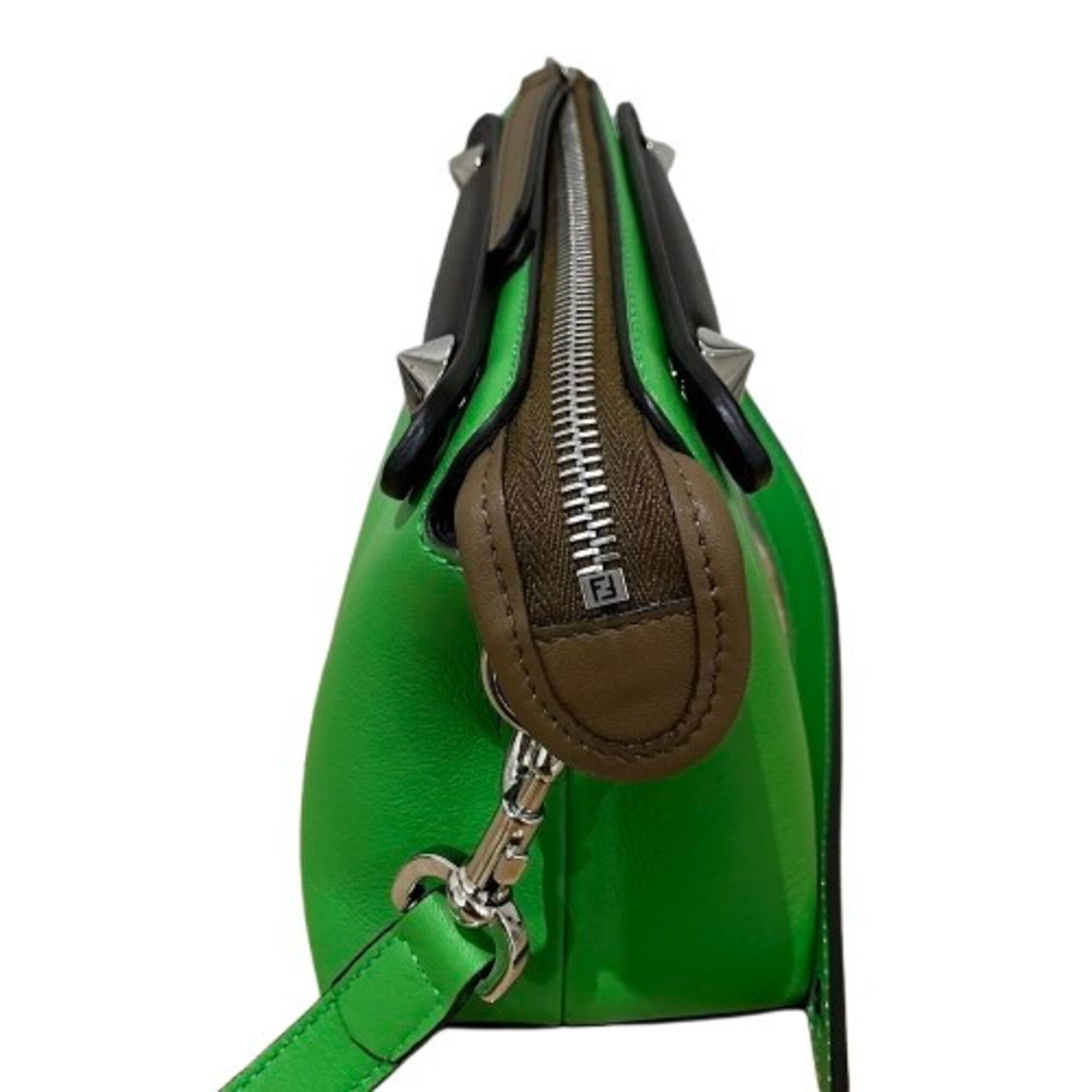 Fendi Black Green Leather Clutch Bag Handbag Pouch (Pre-Owned)