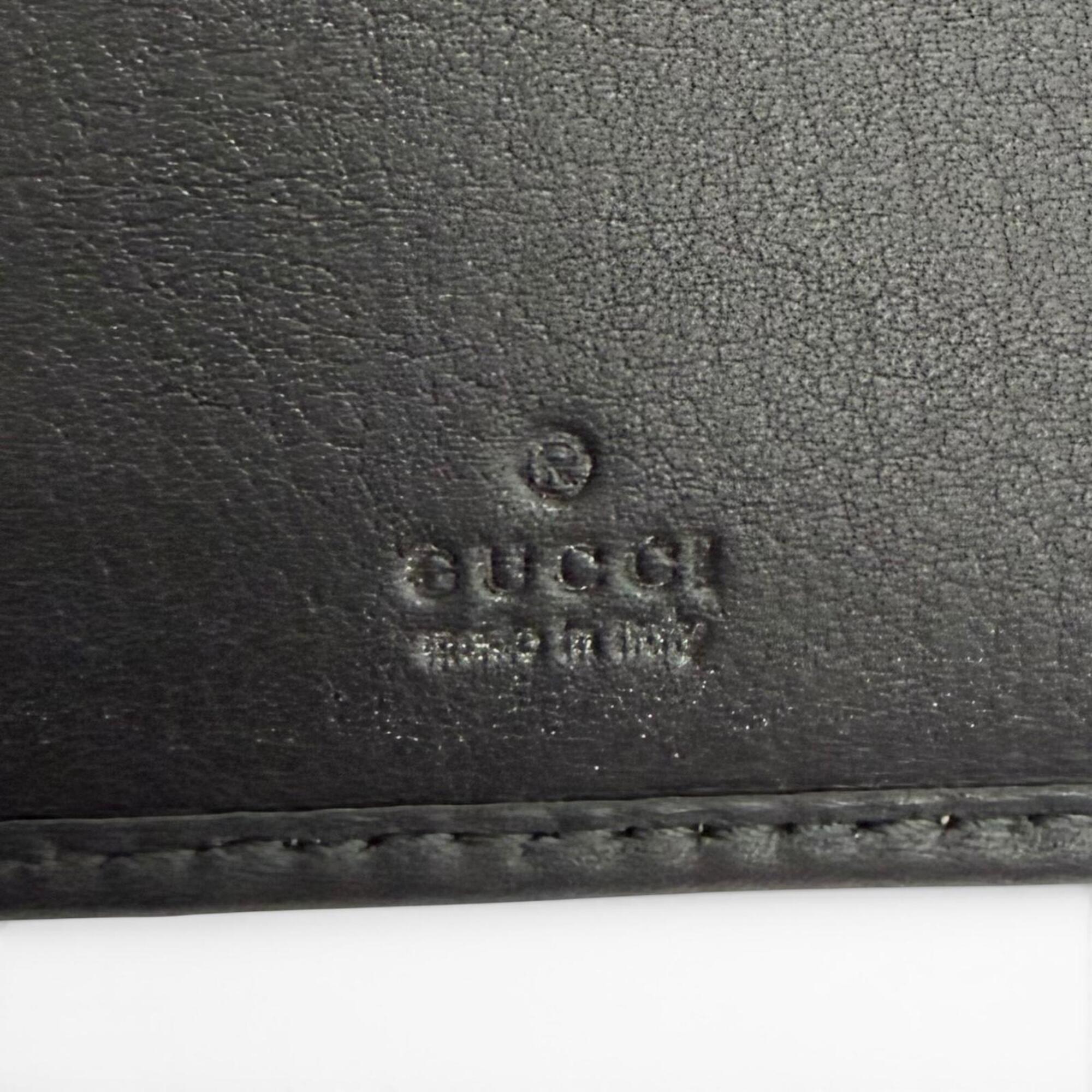 Gucci Beige Black Gg Canvas Leather Long Wallet (Bi-Fold) (Pre-Owned)