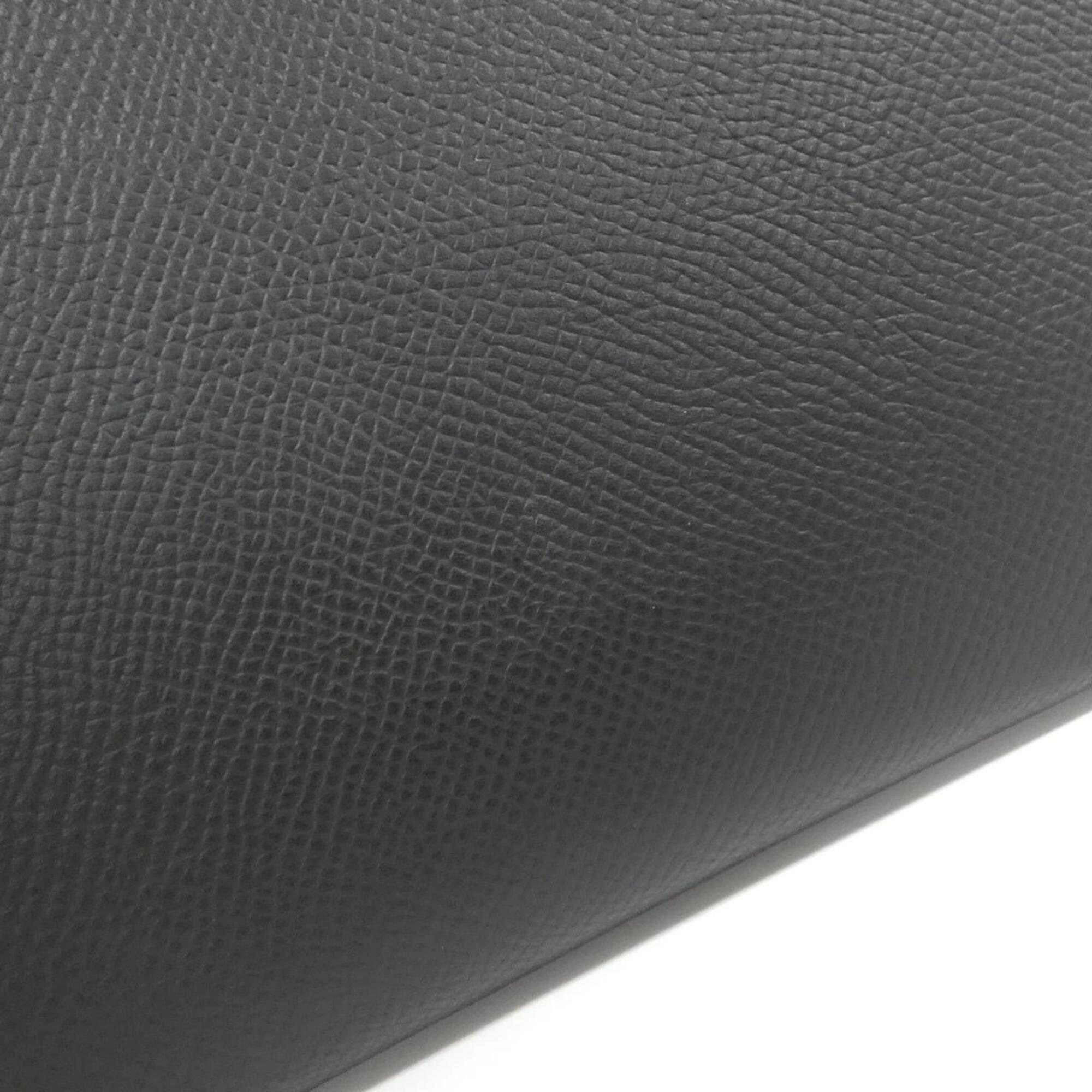 Hermes Black Cassis Epsom Leather Silk Long Wallet (Bi-Fold) (Pre-Owned)