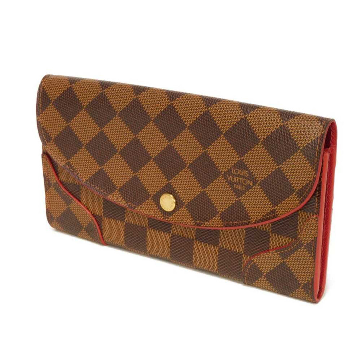 Louis Vuitton Brown Cerise Damier Canvas Ebene Red Color Damier Canvas Long Wallet (Bi-Fold) (Pre-Owned)