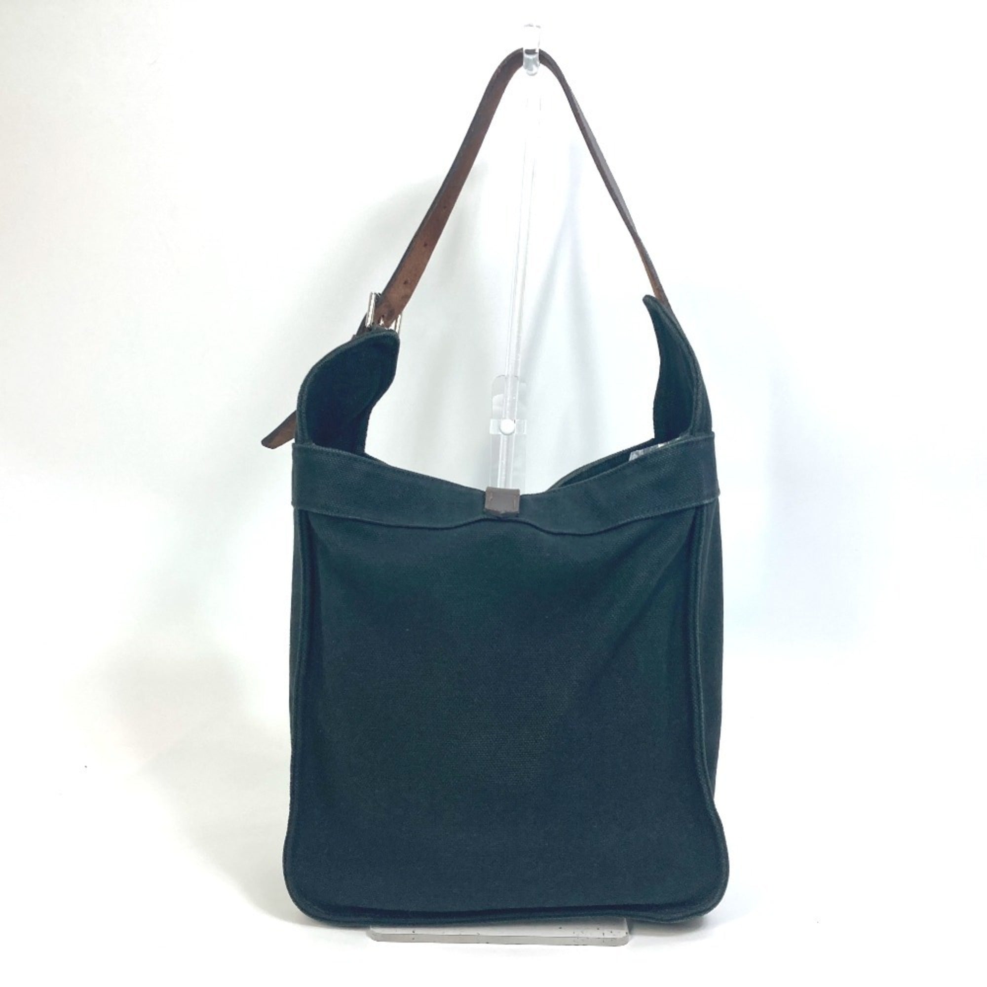 Hermes Marwari Black Canvas Leather Shoulder Bag Tote Bag (Pre-Owned)
