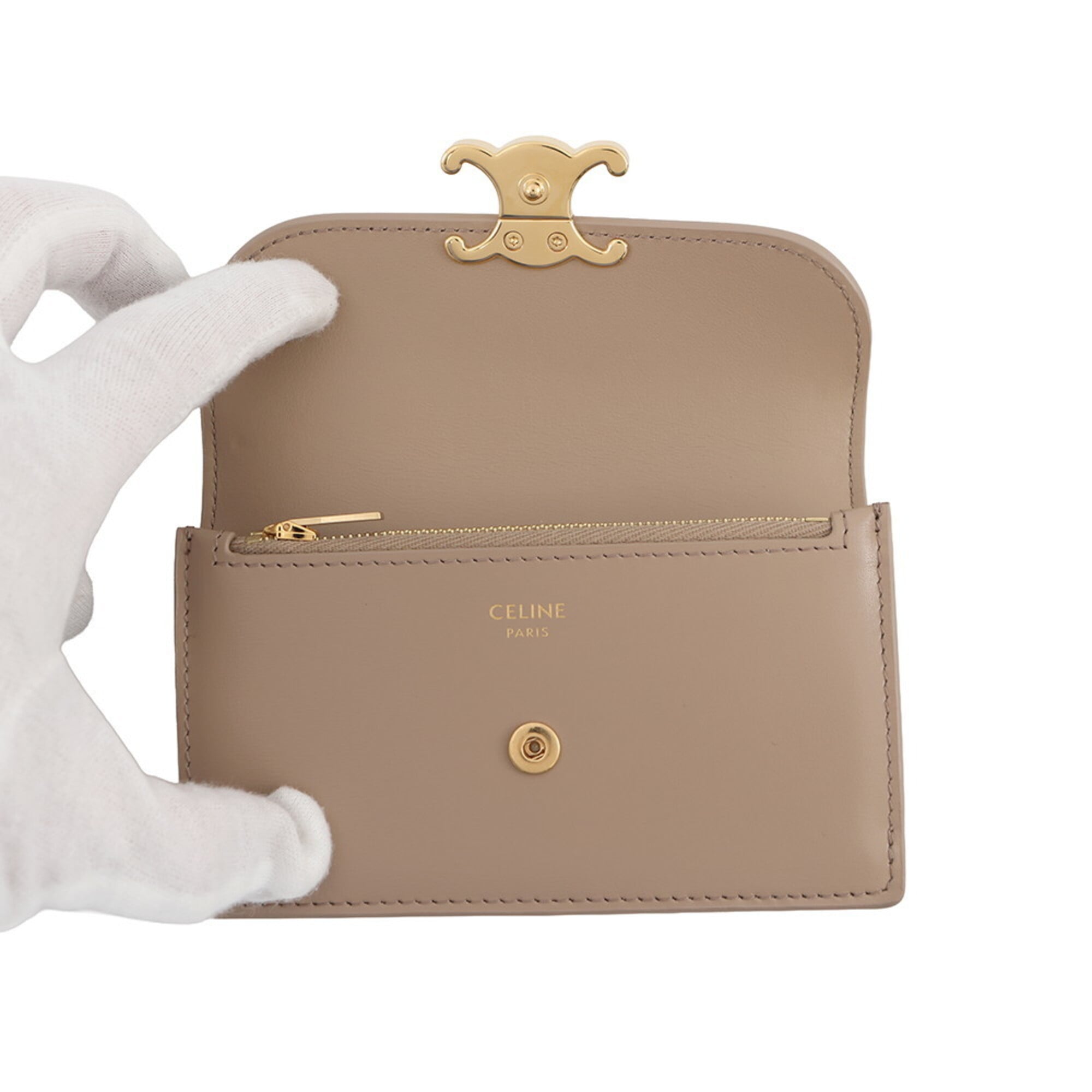 Celine Beige Leather Coin Purse/Coin Case (Pre-Owned)