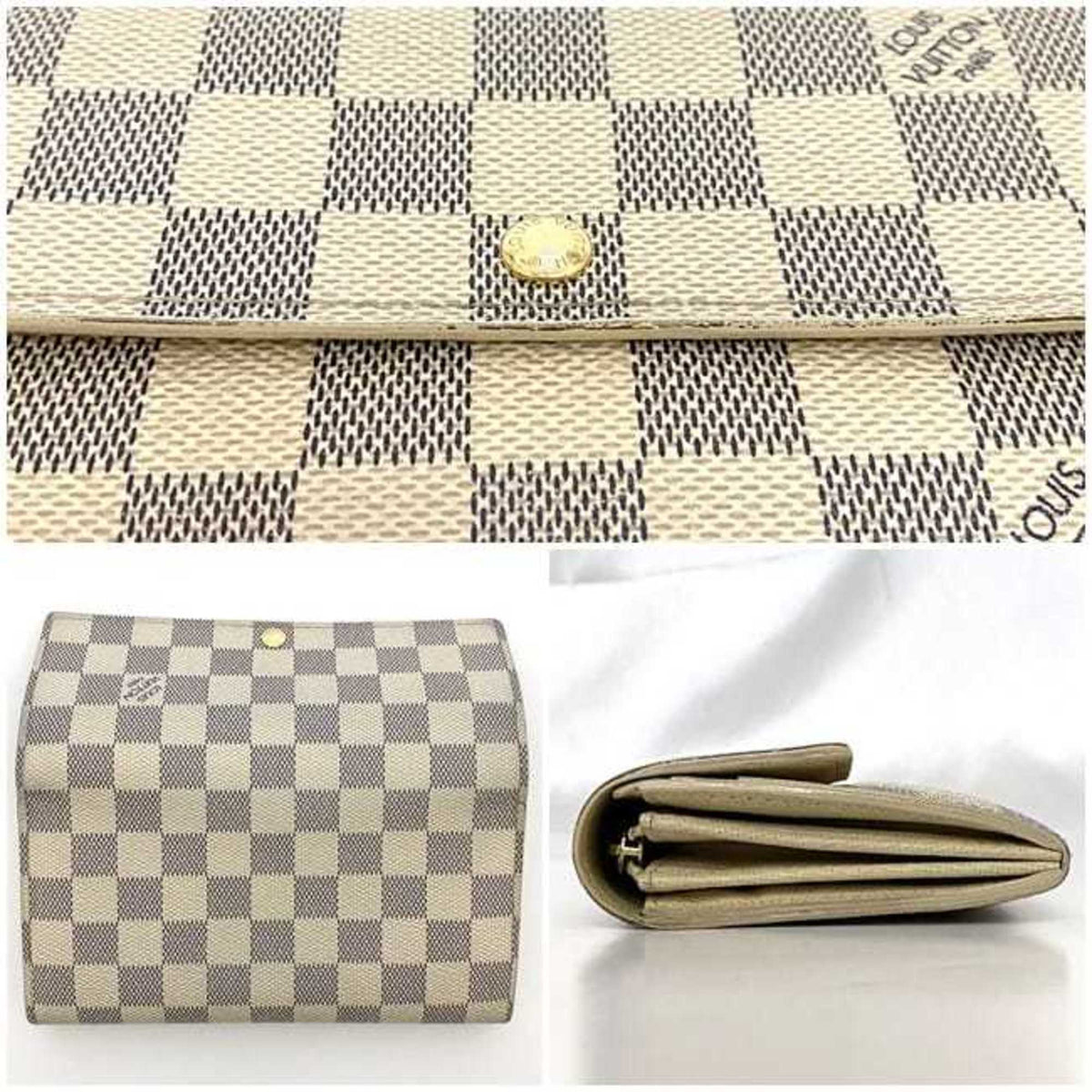 Louis Vuitton Damier Azur Gray White Damier Canvas Long Wallet (Bi-Fold) (Pre-Owned)