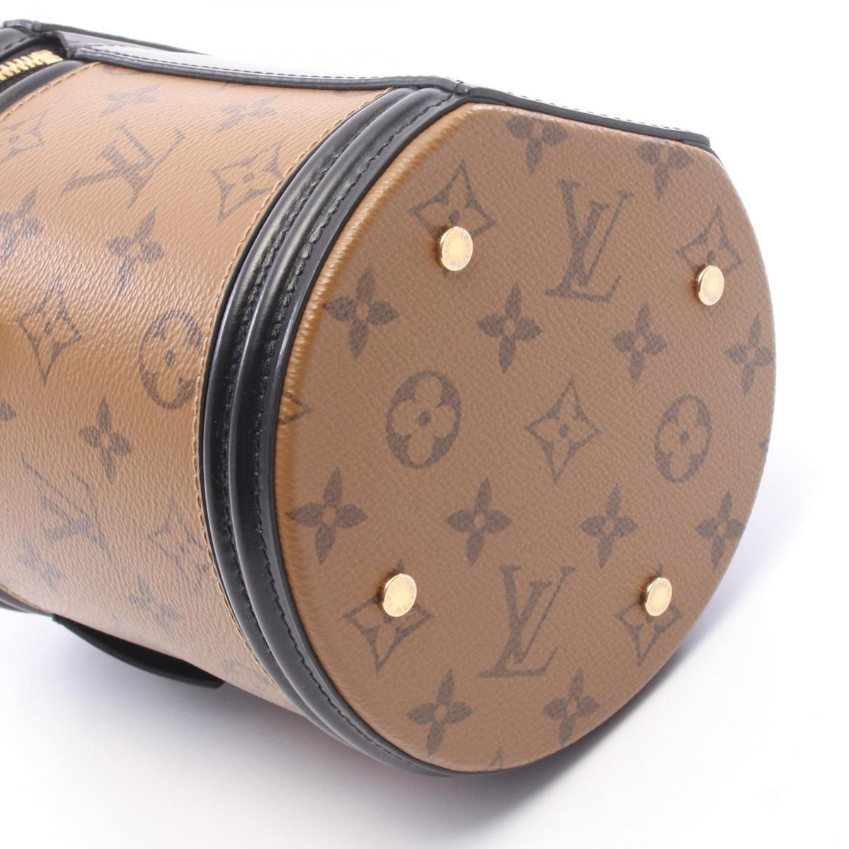 Louis Vuitton Black Brown Coated Canvas Leather Handbag (Pre-Owned)