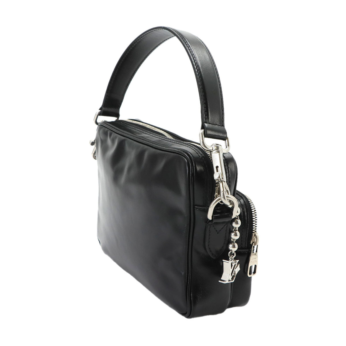 Louis Vuitton Black Leather Handbag Shoulder Bag (Pre-Owned)