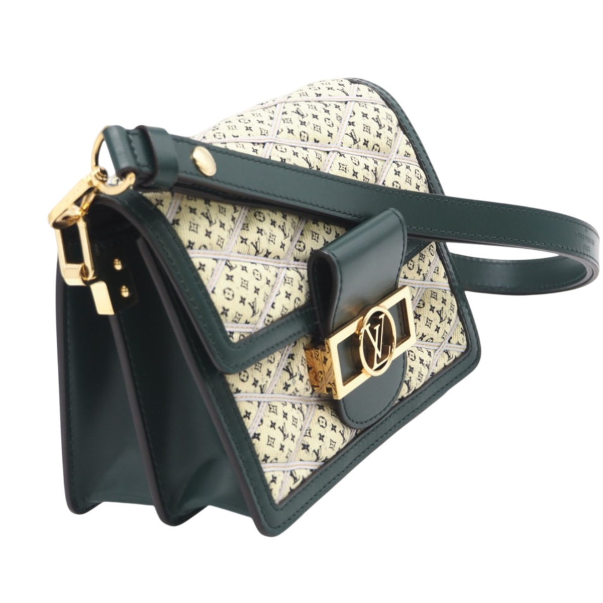 Louis Vuitton Beige Green Canvas Leather Shoulder Bag (Pre-Owned)