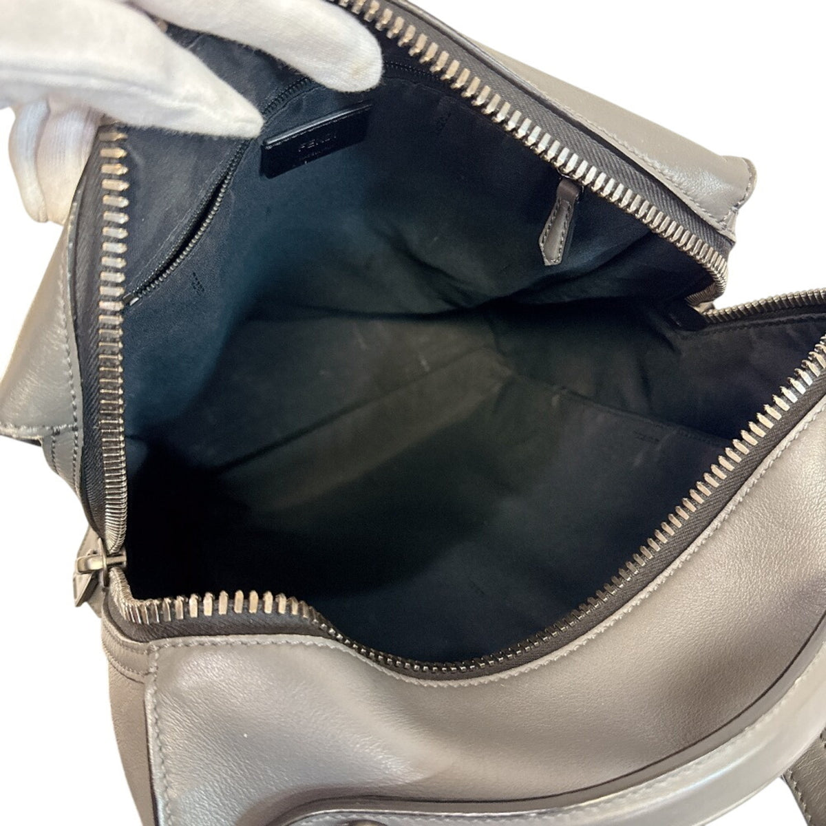 Fendi Gray Leather Backpack (Pre-Owned)