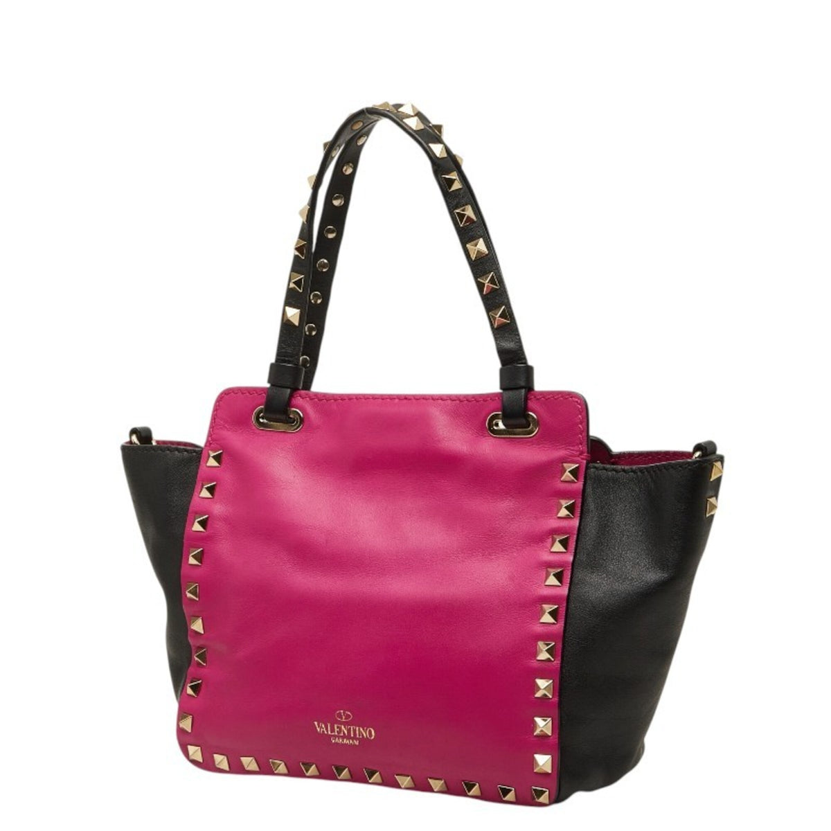 Valentino Black Pink Leather Handbag Shoulder Bag (Pre-Owned)
