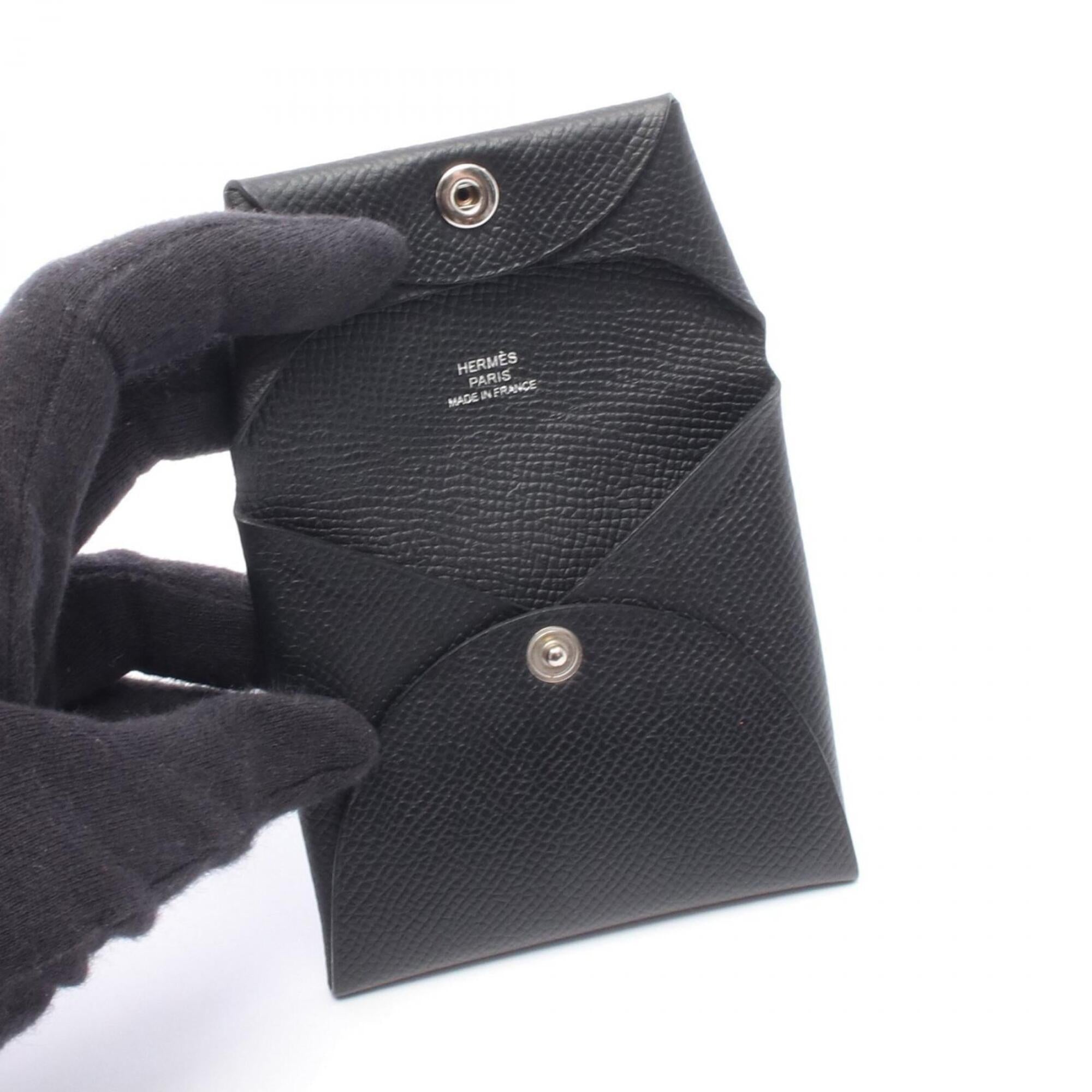 Hermes Black Epsom Leather Leather Coin Purse/Coin Case (Pre-Owned)