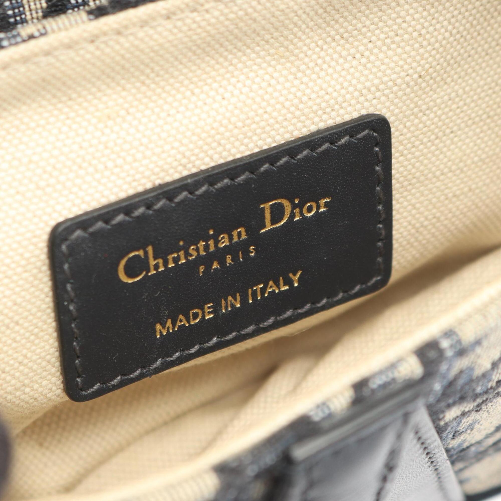 Christian Dior Beige Navy Canvas Handbag Saddle Bag (Pre-Owned)