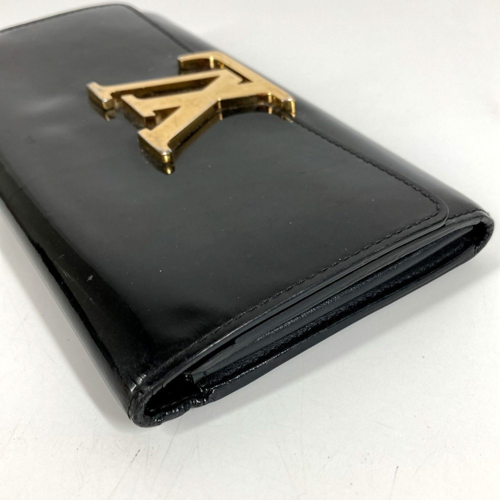 Louis Vuitton Black Patent Leather Long Wallet (Bi-Fold) (Pre-Owned)