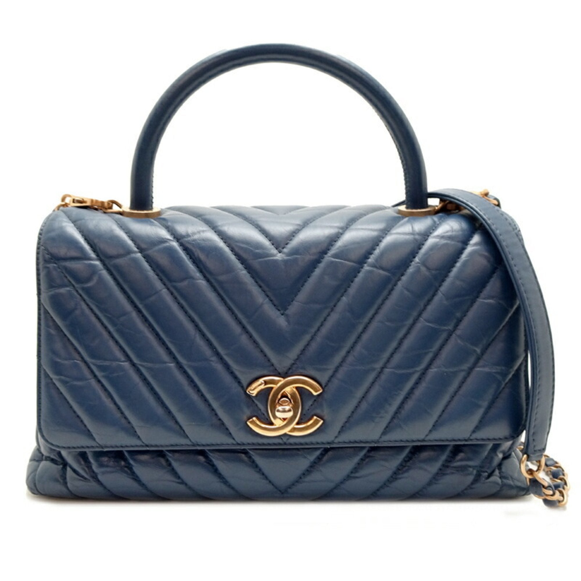 Chanel Blue Leather Handbag (Pre-Owned)