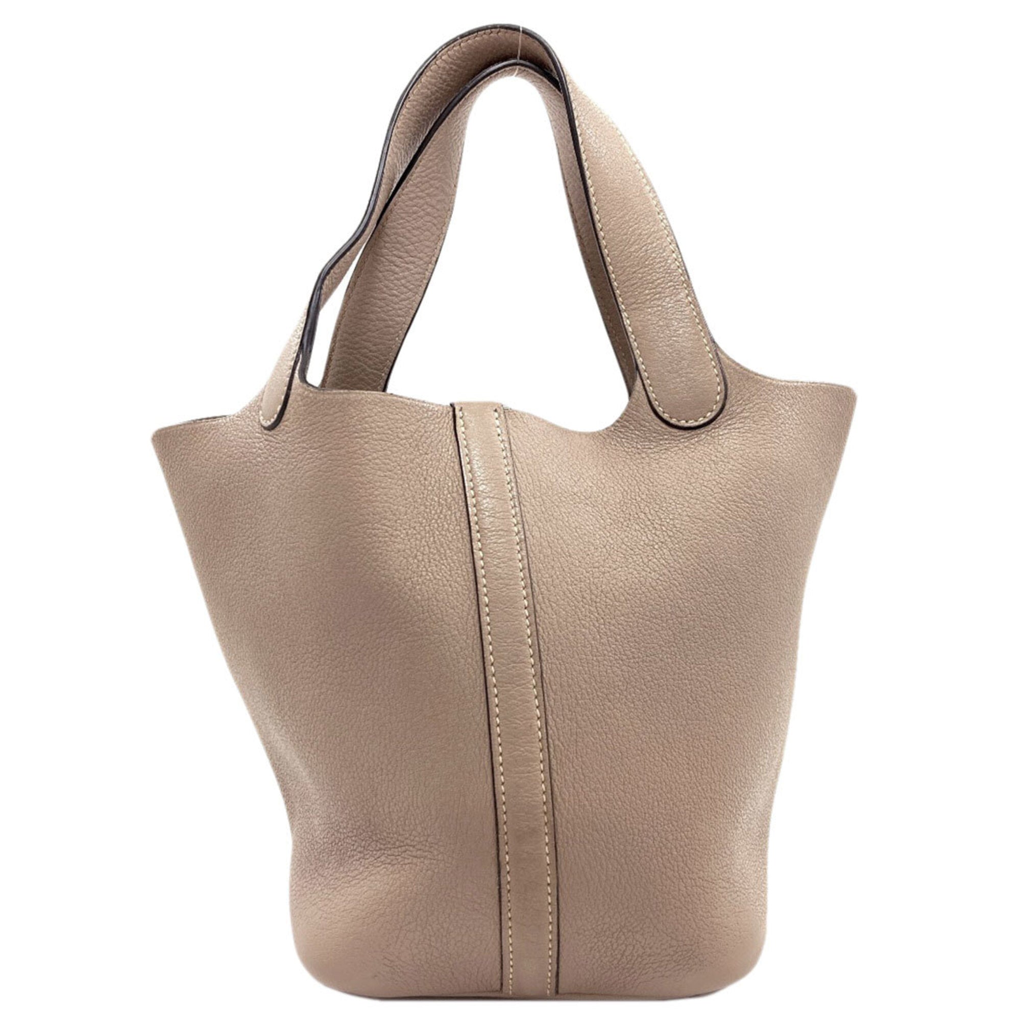 Hermes Gris Tourterelle Chevre Leather Handbag (Pre-Owned)