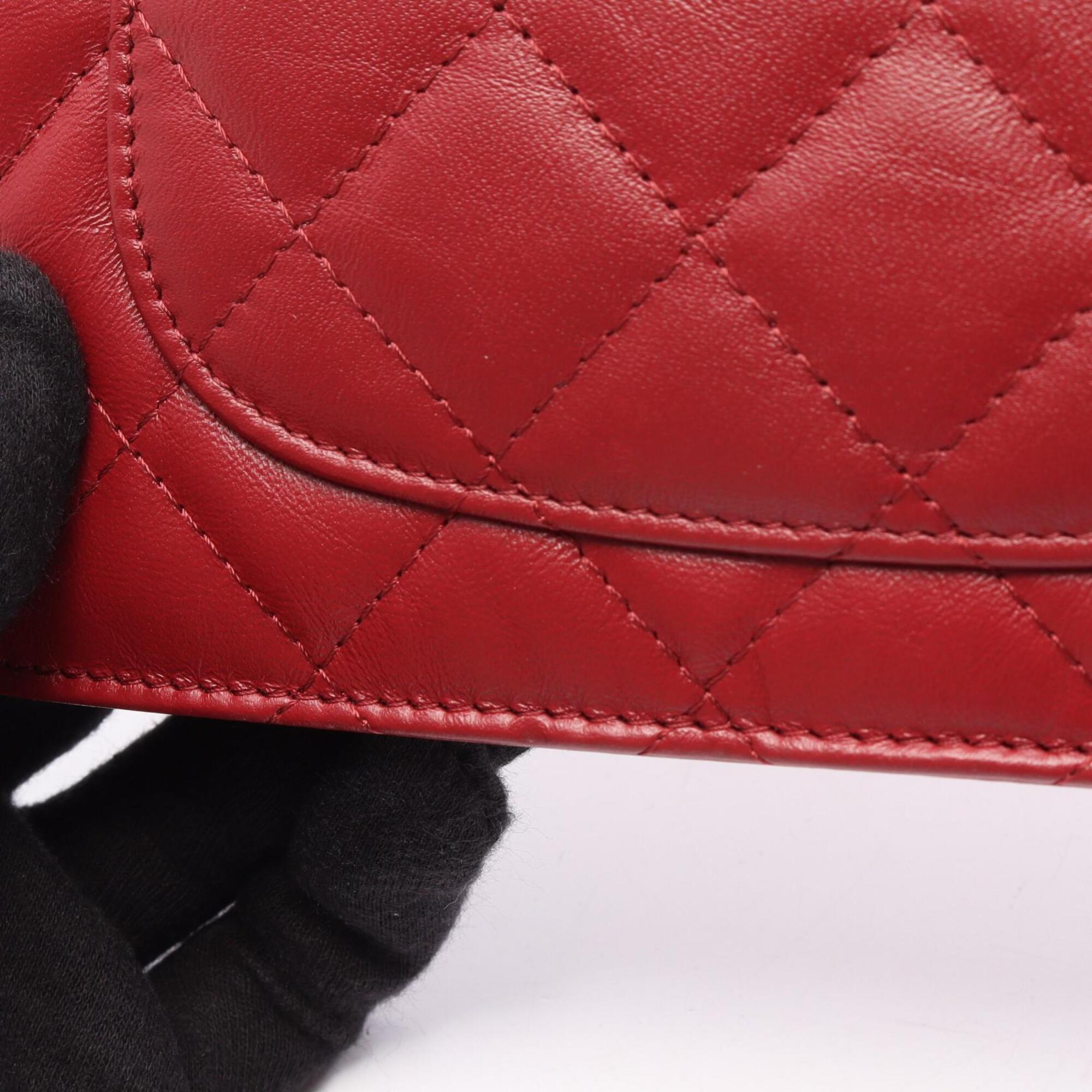 Chanel Red Color Leather Handbag Shoulder Bag (Pre-Owned)