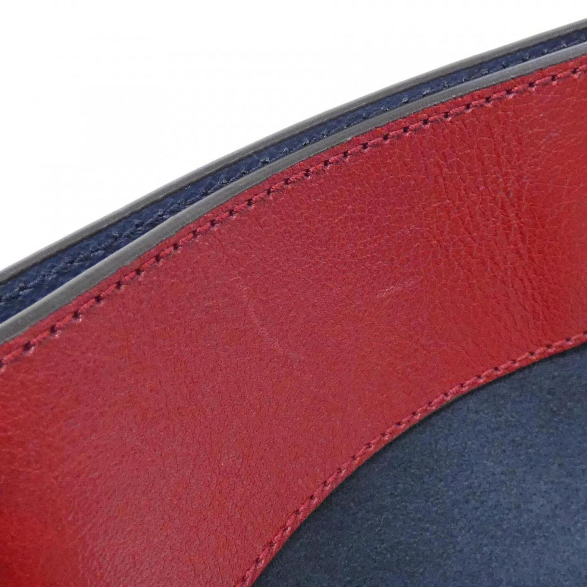 Gucci Dark Blue Red Color Suede Leather Handbag Pouch (Pre-Owned)