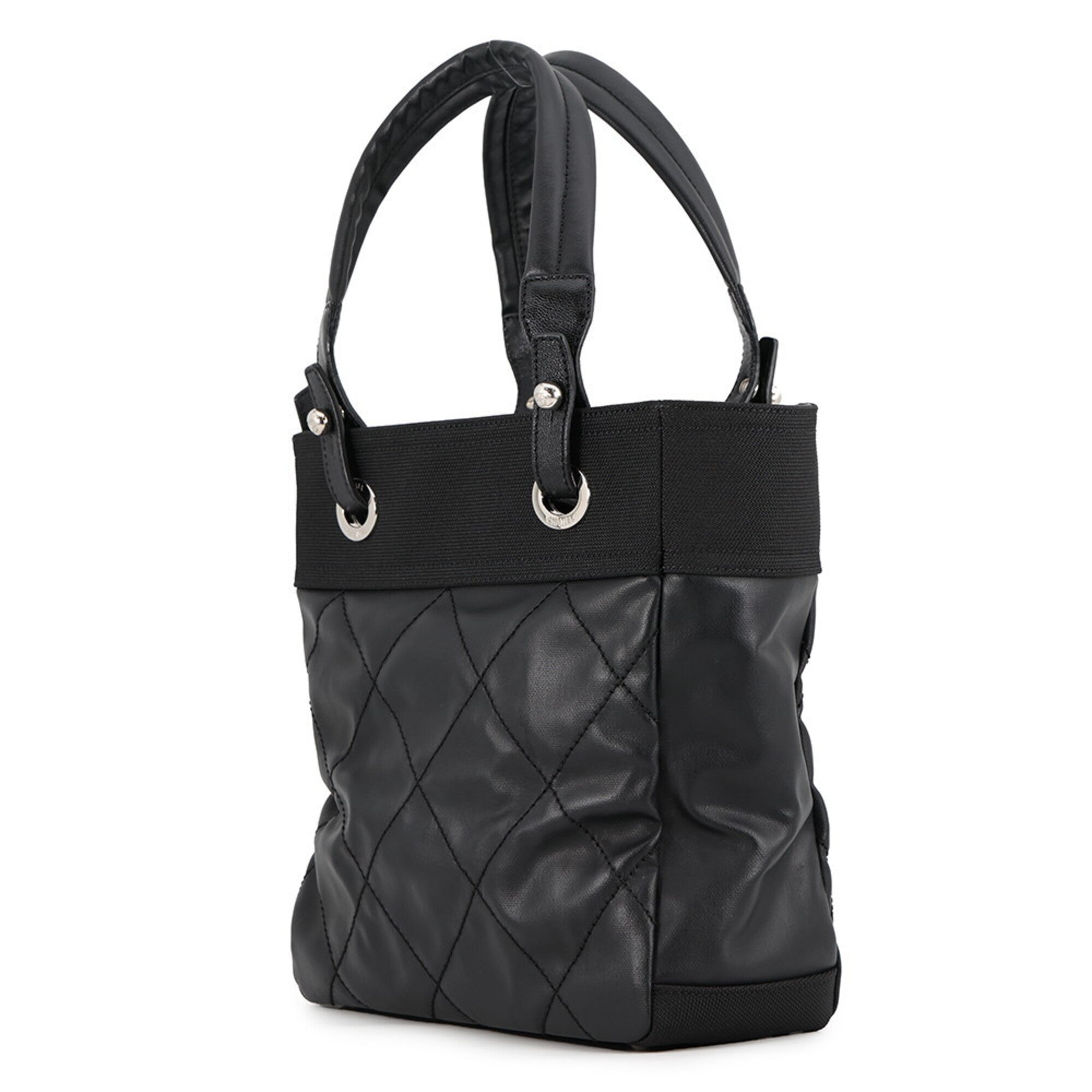 Chanel Matelasse Black Pvc Leather Handbag Tote Bag (Pre-Owned)