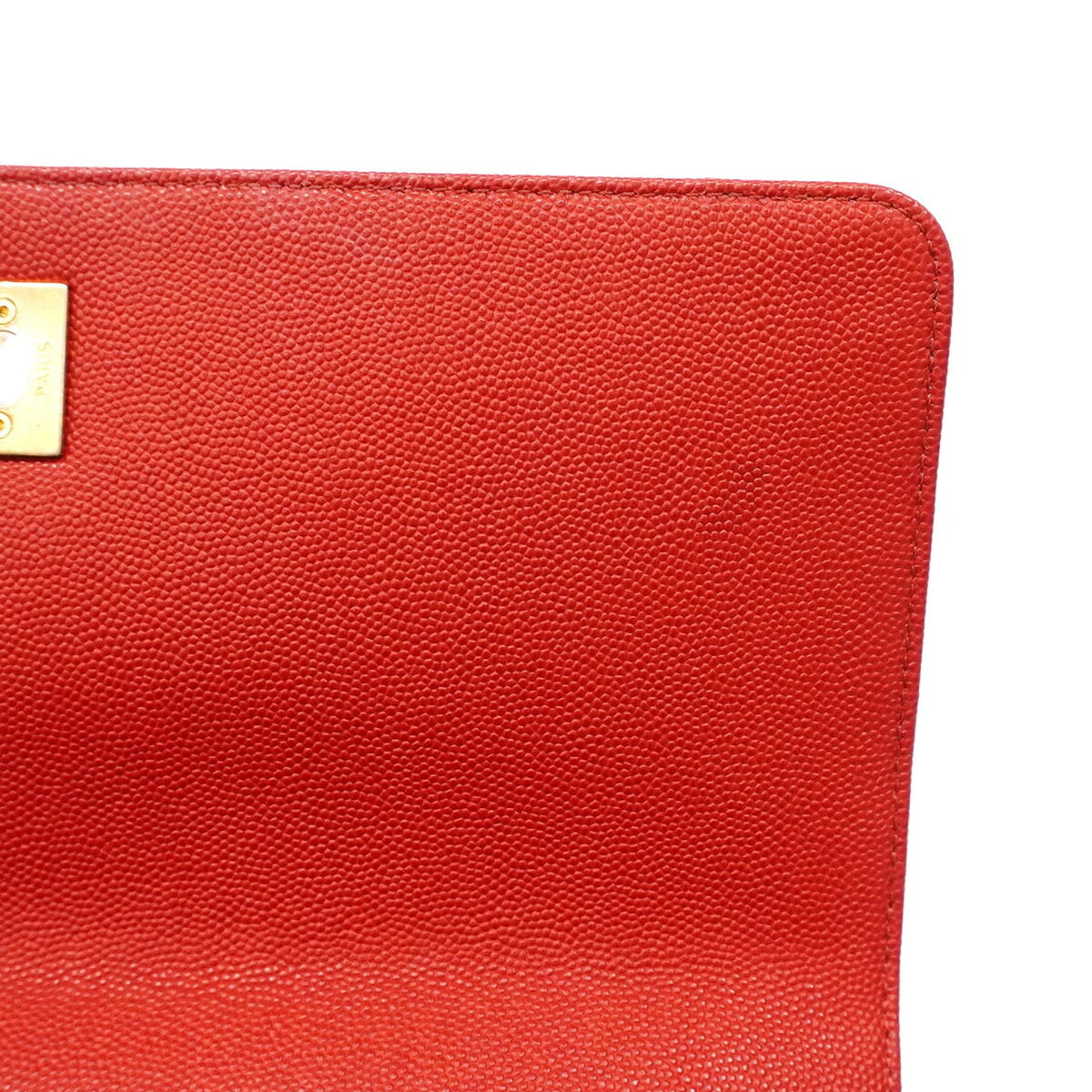 Chanel Red Color Grained Calfskin Handbag (Pre-Owned)