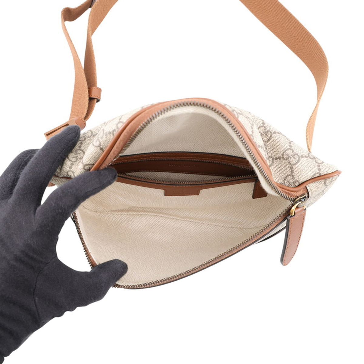 Gucci Beige Brown Leather Pvc Sling Bag (Pre-Owned)