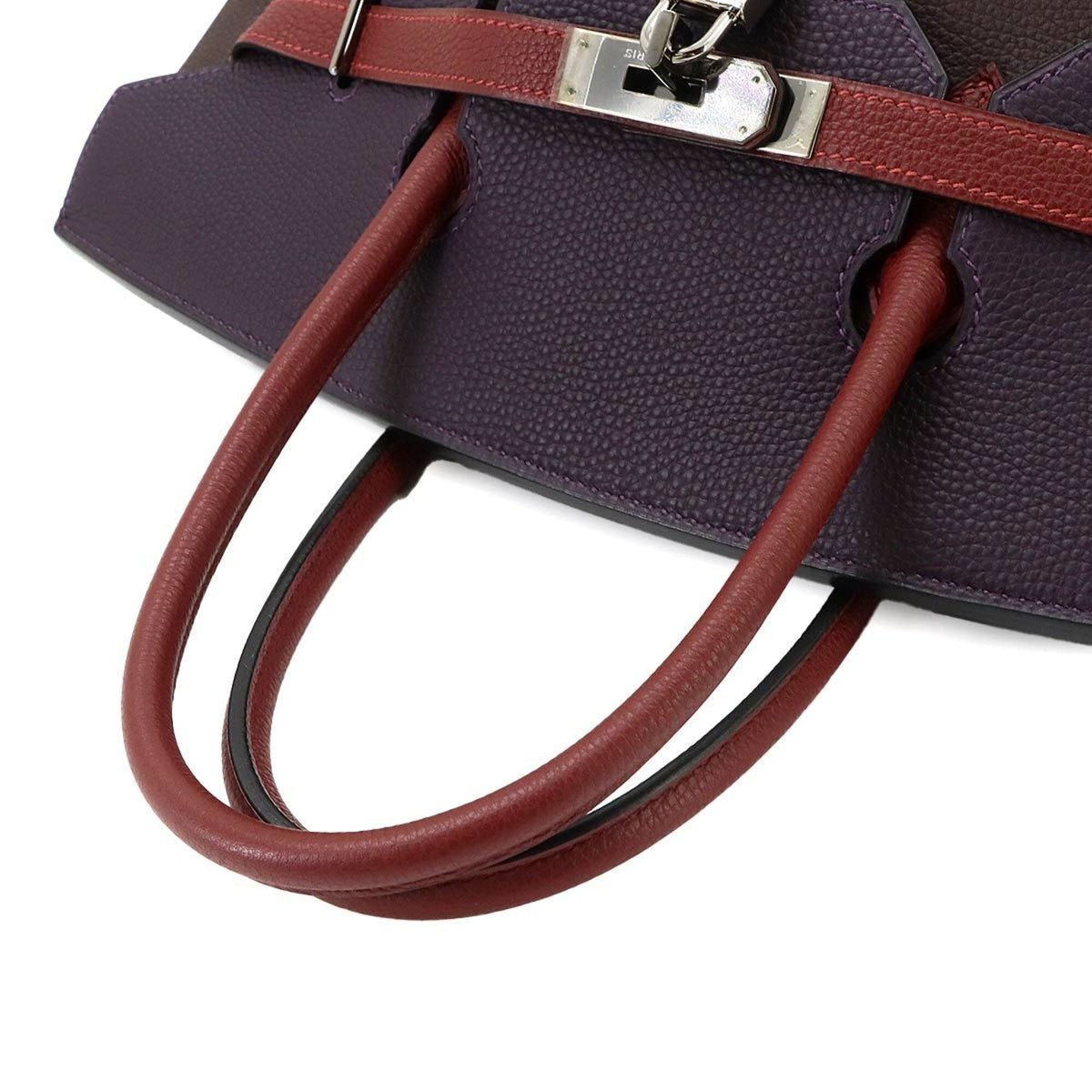 Hermes Chocolat Raisin Rouge H Togo Leather Handbag (Pre-Owned)