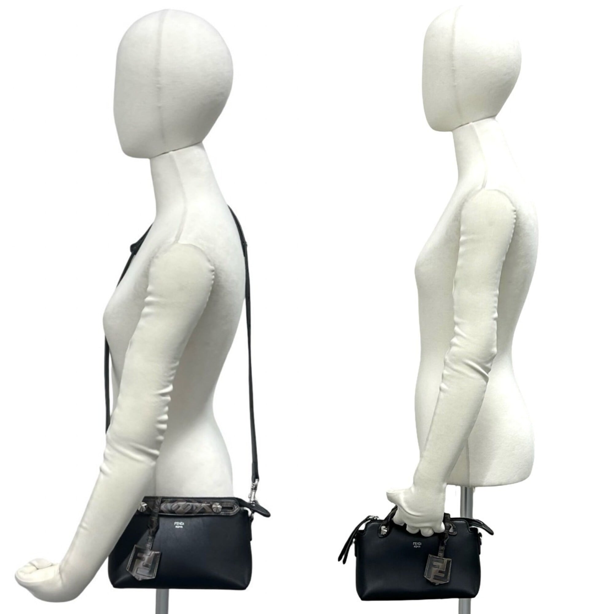 Fendi Black Brown Leather Handbag Shoulder Bag (Pre-Owned)
