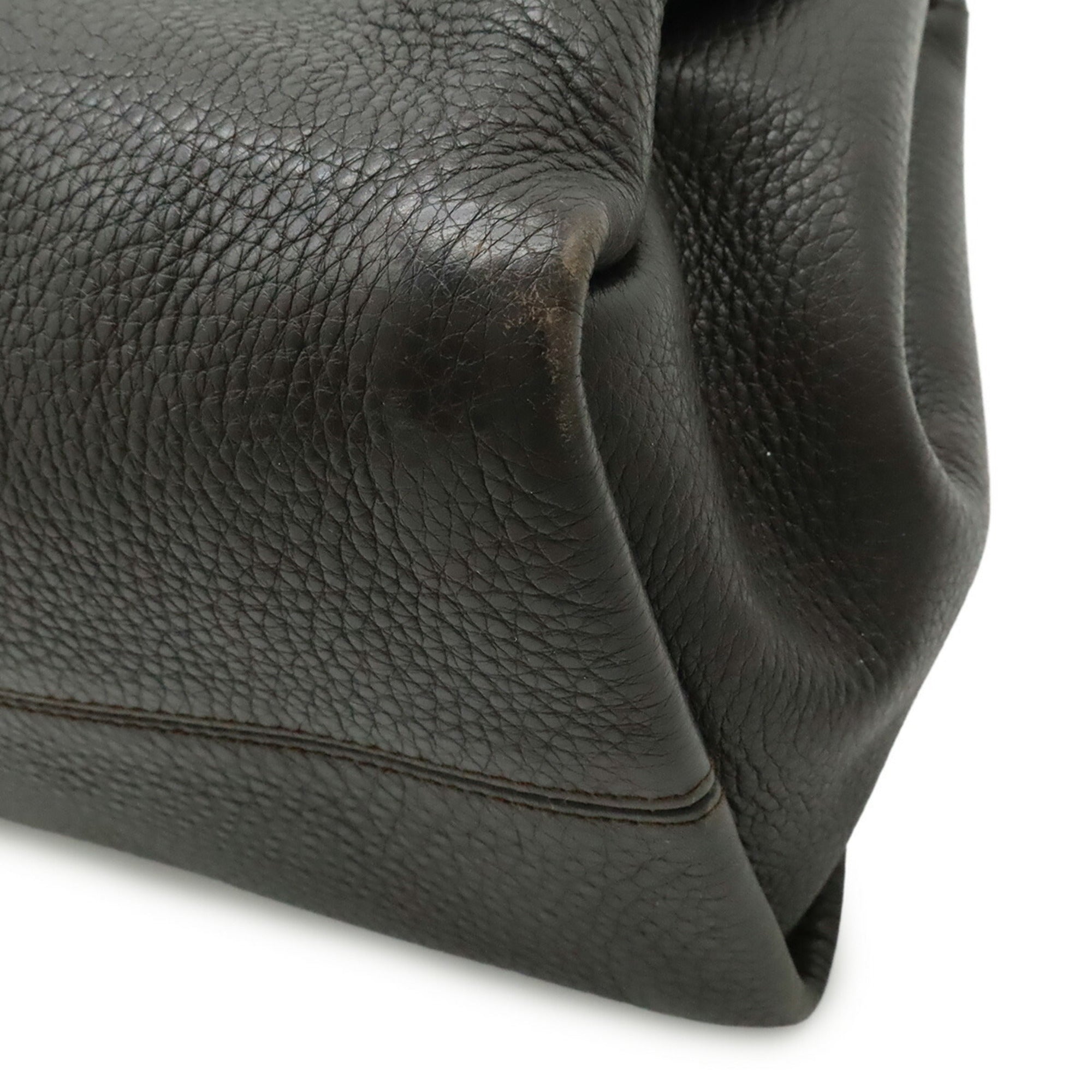 Bvlgari Dark Brown Leather Shoulder Bag Tote Bag (Pre-Owned)