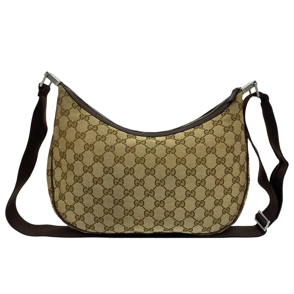 Gucci Brown Canvas Leather Pochette Shoulder Bag (Pre-Owned)