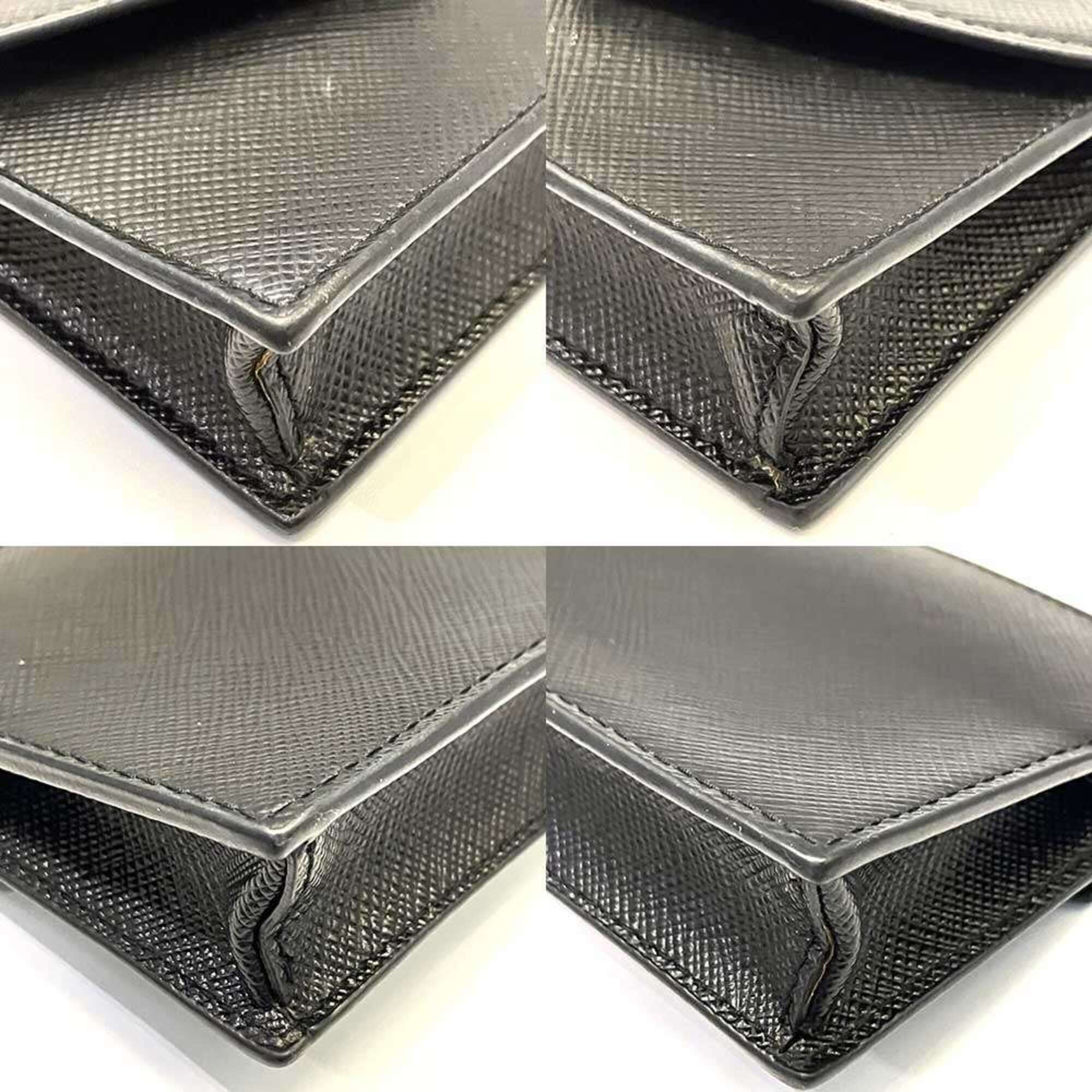 Prada Black Saffiano Triangle Shoulder Bag (Pre-Owned)