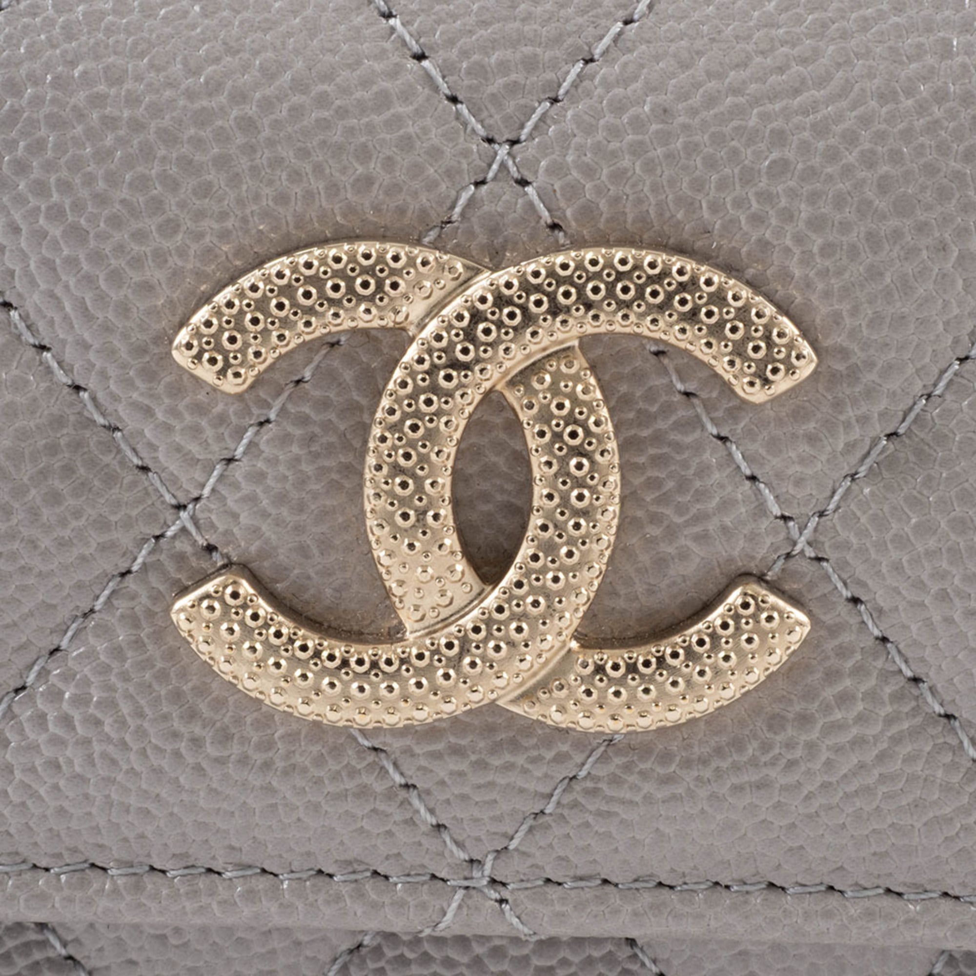 Chanel Grayish Leather Wallet (Tri-Fold) (Pre-Owned)