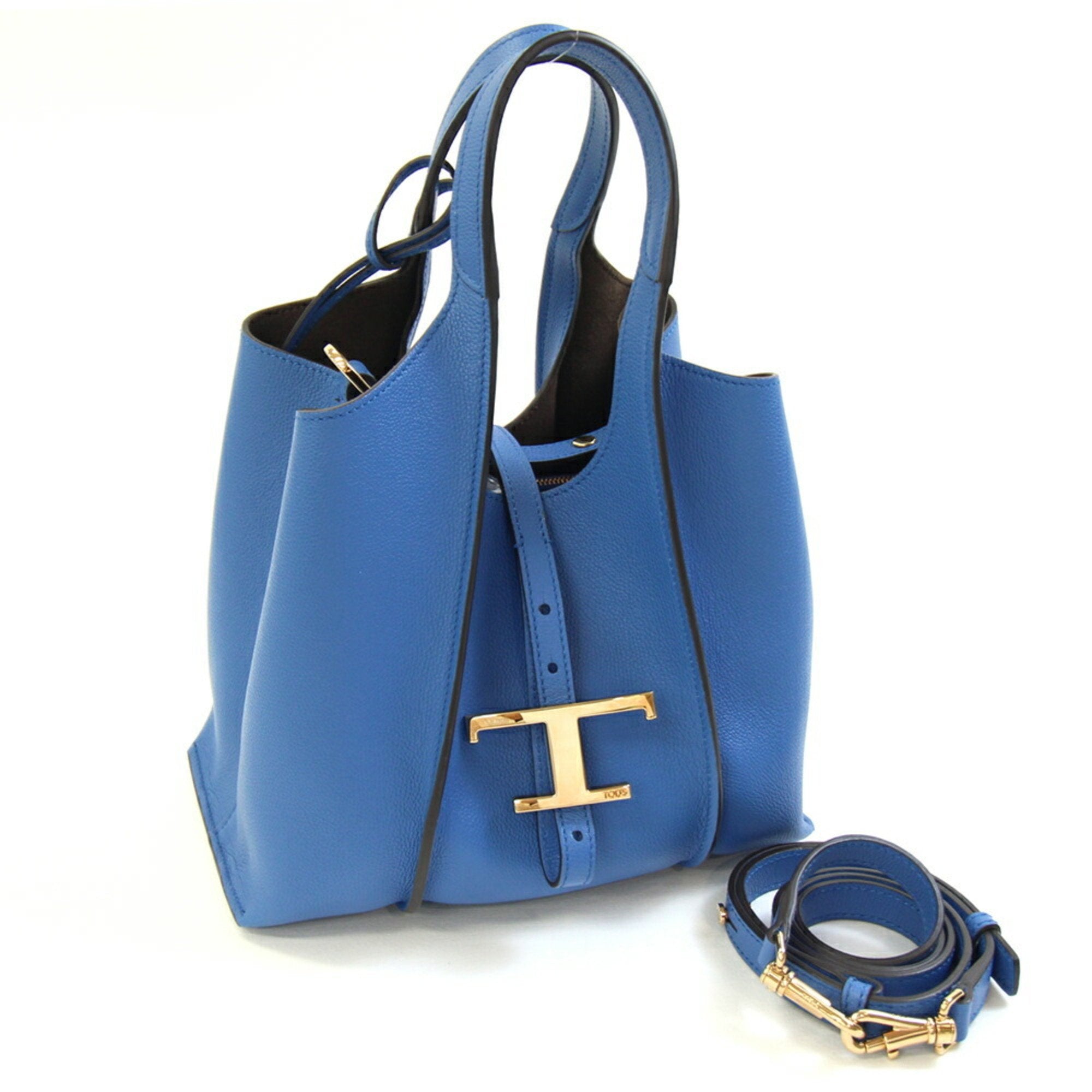 Tod's Blue Leather Handbag Shoulder Bag (Pre-Owned)