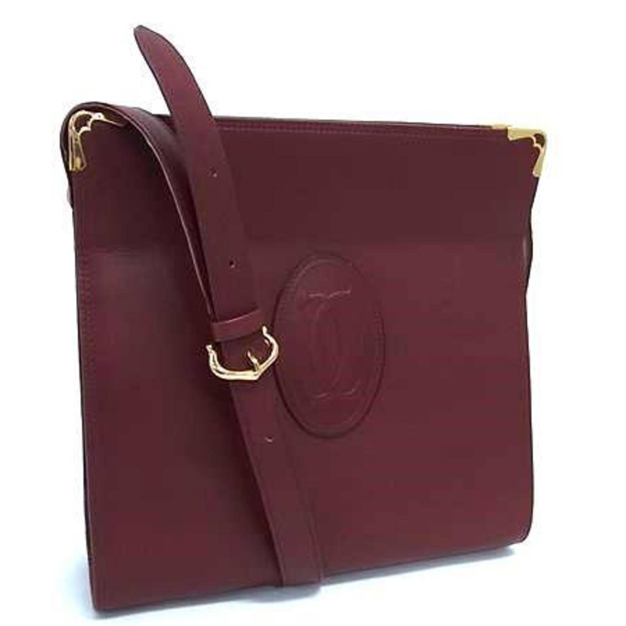 Cartier Must Bordeaux Leather Handbag Shoulder Bag Tote Bag (Pre-Owned)