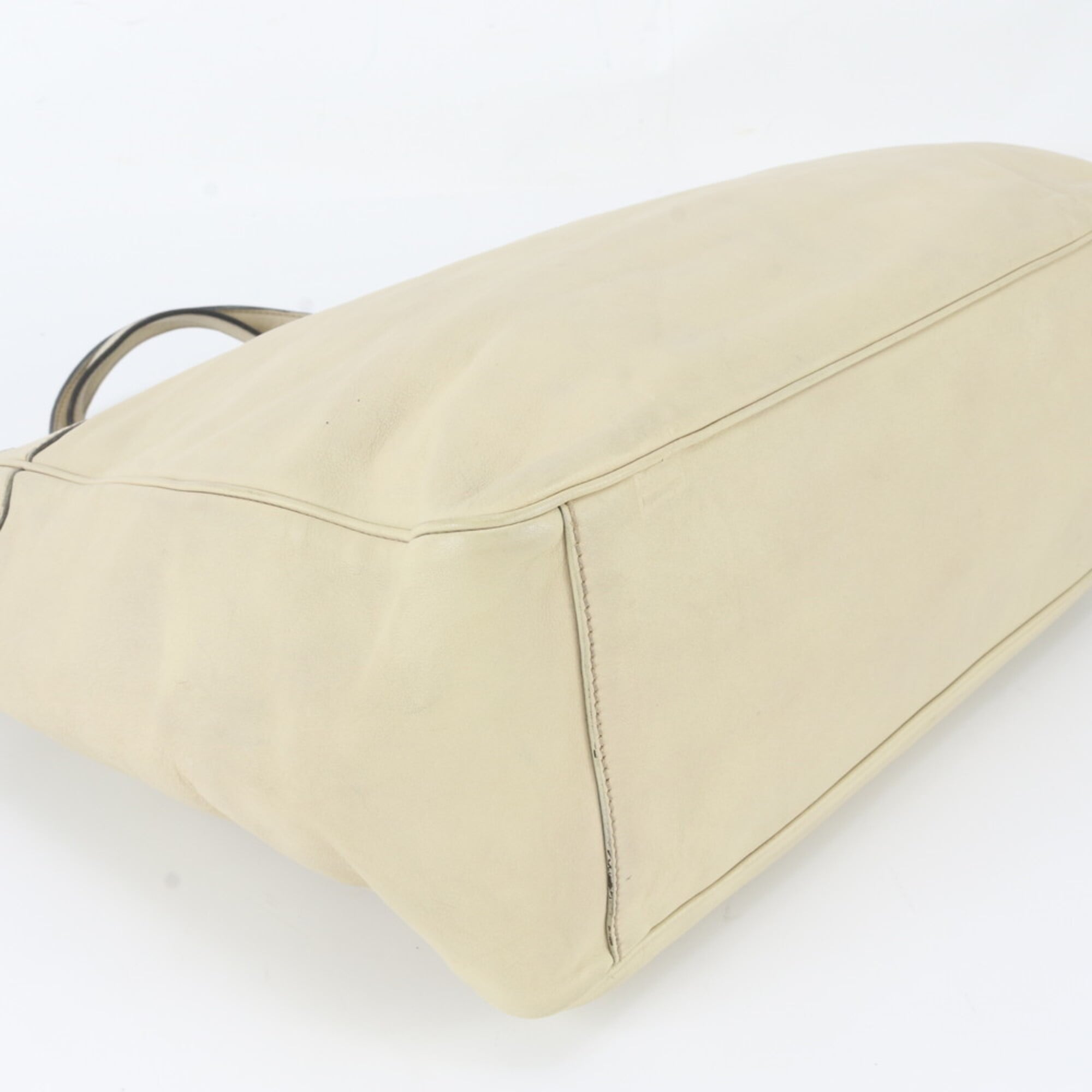 Gucci Beige Cream Leather Handbag Shoulder Bag Tote Bag (Pre-Owned)