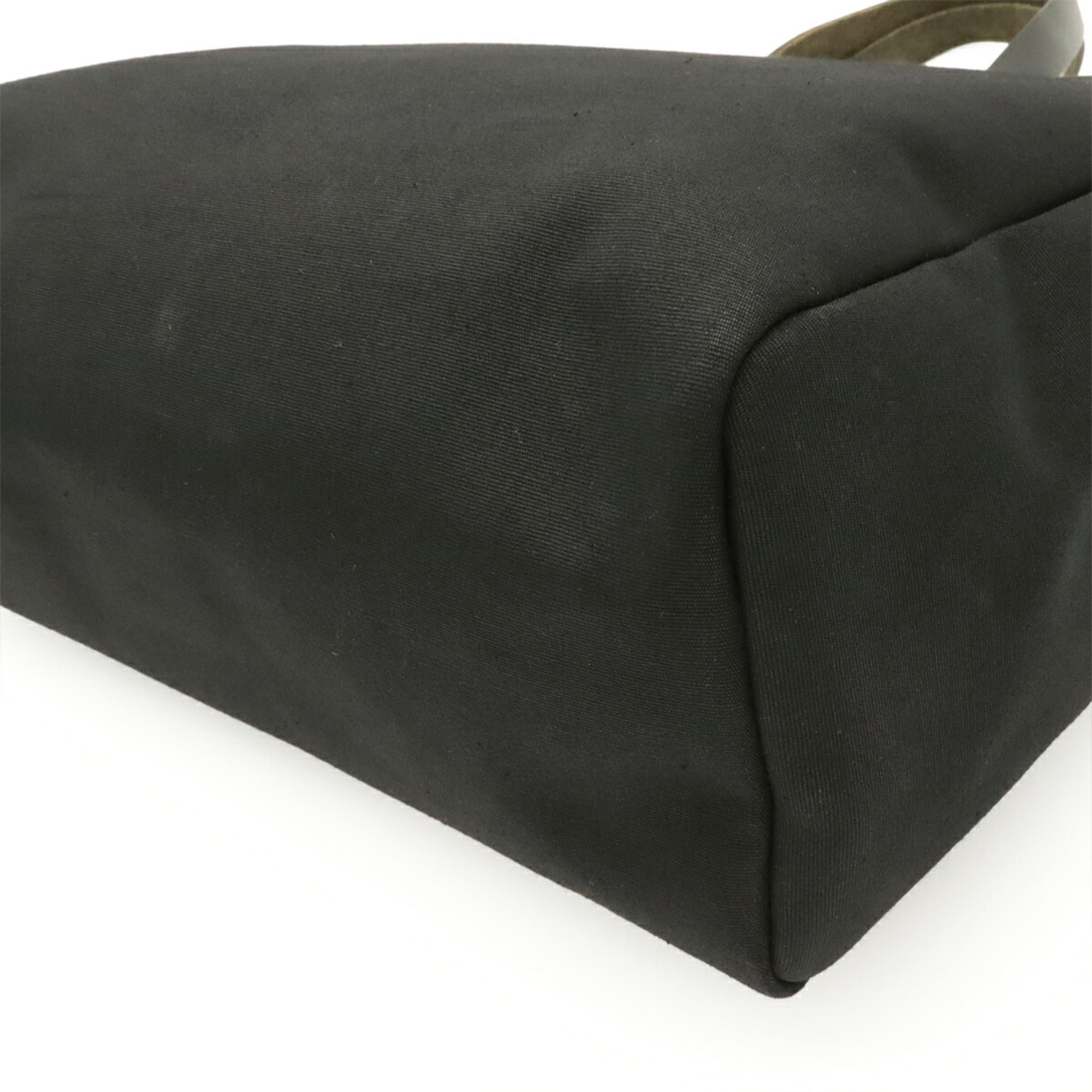 Hermes Black Toile Officier Leather Shoulder Bag Tote Bag (Pre-Owned)