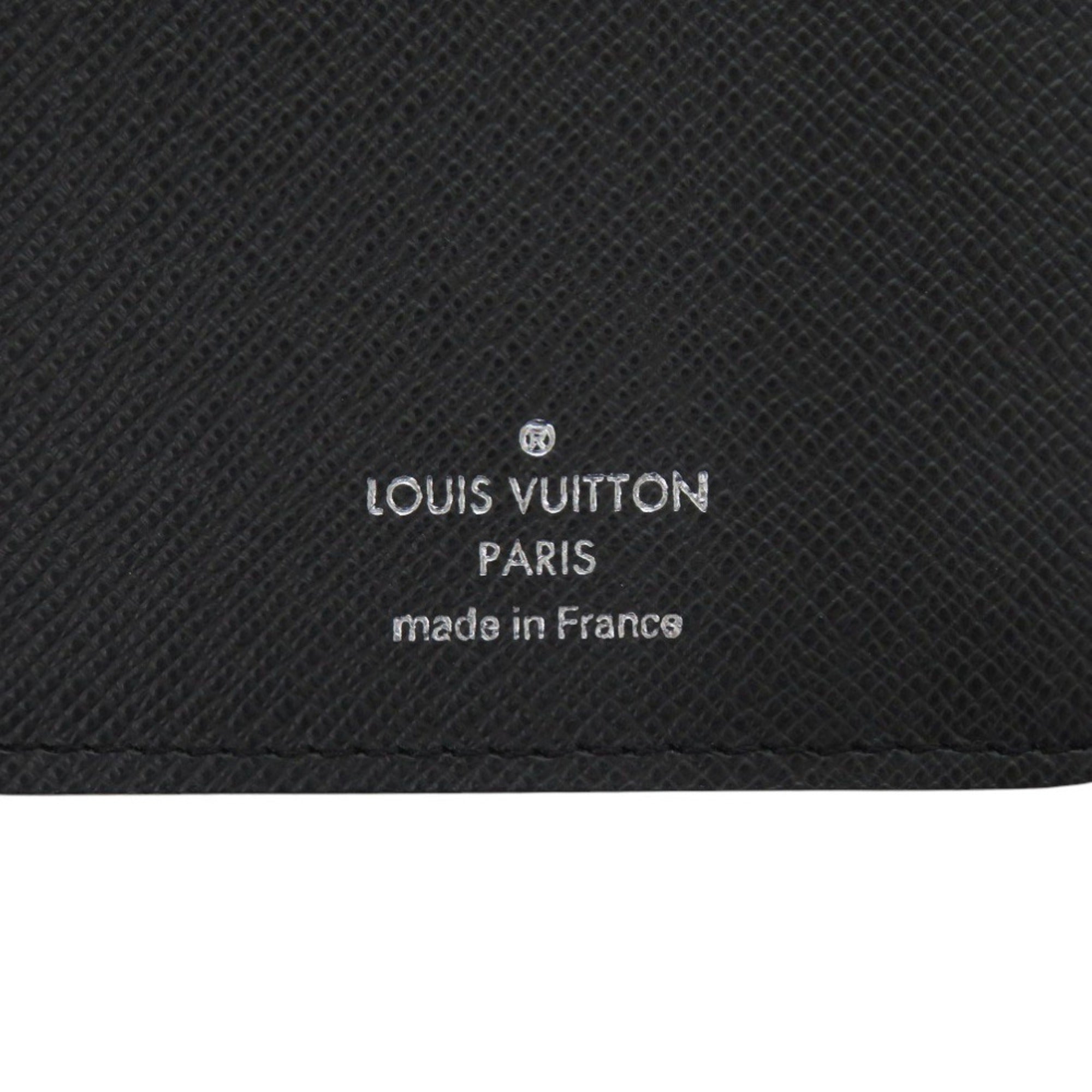 Louis Vuitton Black Noir Taiga Leather Leather Long Wallet (Bi-Fold) (Pre-Owned)