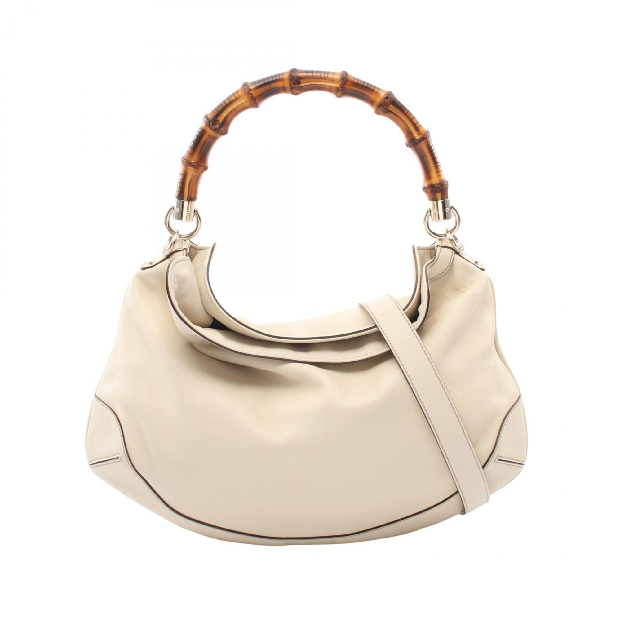Gucci Bamboo Ivory Leather Handbag (Pre-Owned)