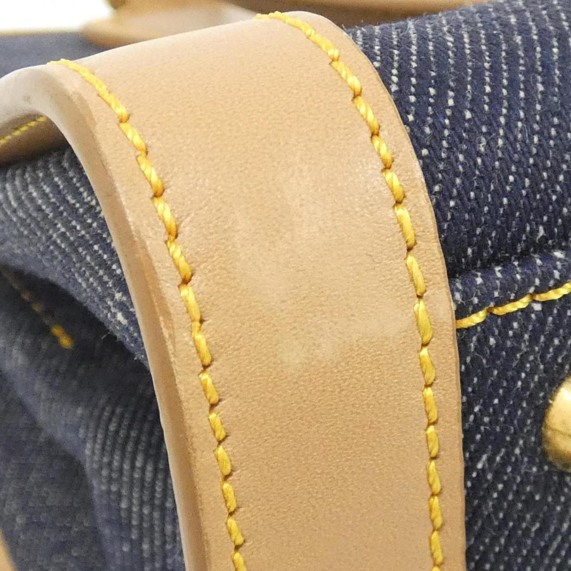 Christian Dior Beige Blue Bordeaux Denim Leather Handbag (Pre-Owned)