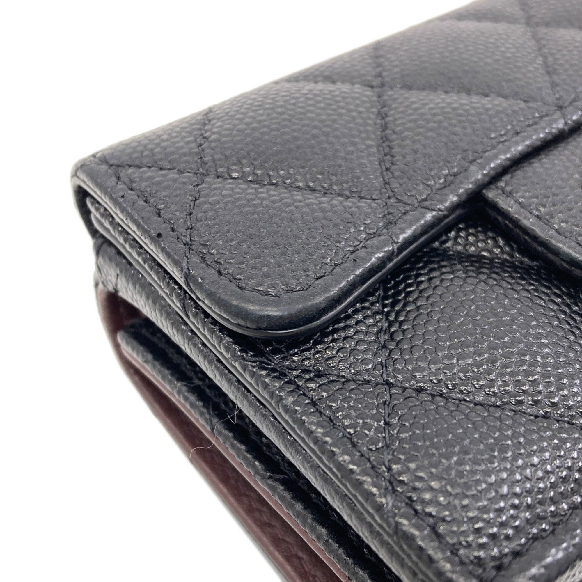 Chanel Matelasse Black Leather Wallet (Tri-Fold) (Pre-Owned)