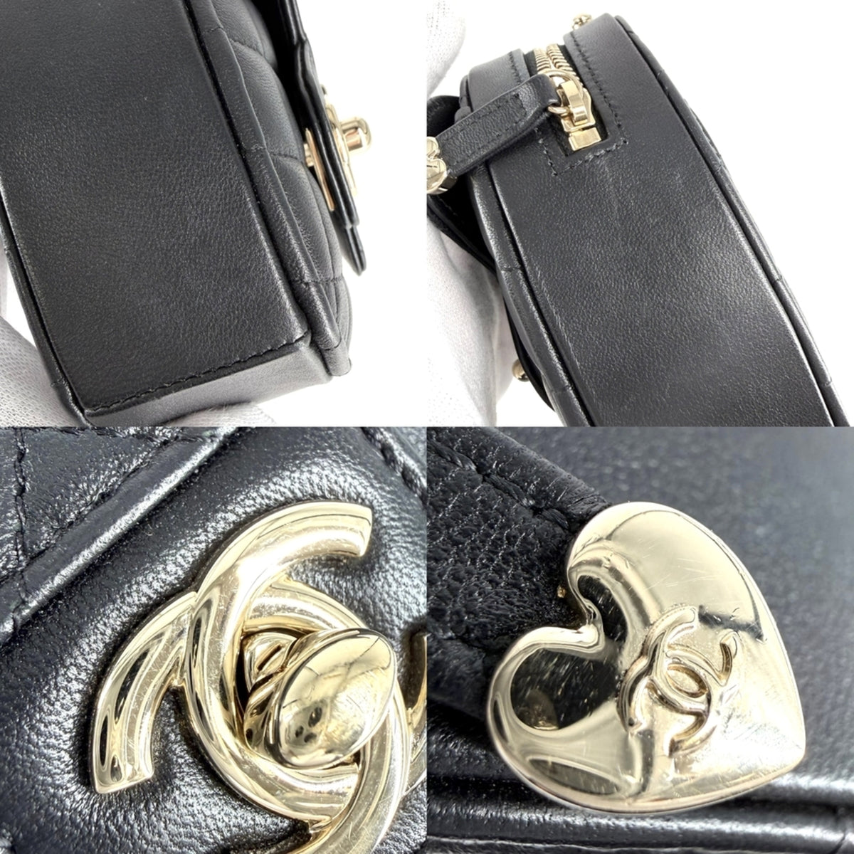 Chanel Black White Leather Pochette Shoulder Bag (Pre-Owned)