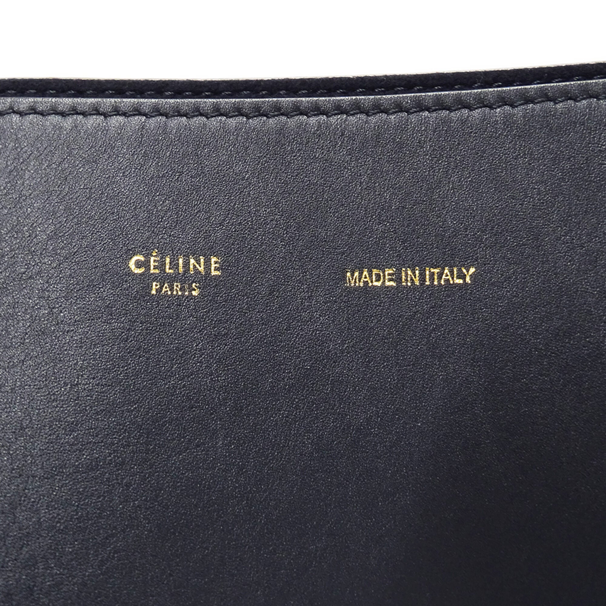 Celine Navy Orange Leather Handbag Pouch Shoulder Bag Tote Bag (Pre-Owned)
