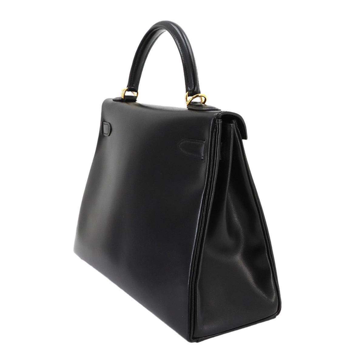 Hermes Black Box Calf Leather Handbag (Pre-Owned)