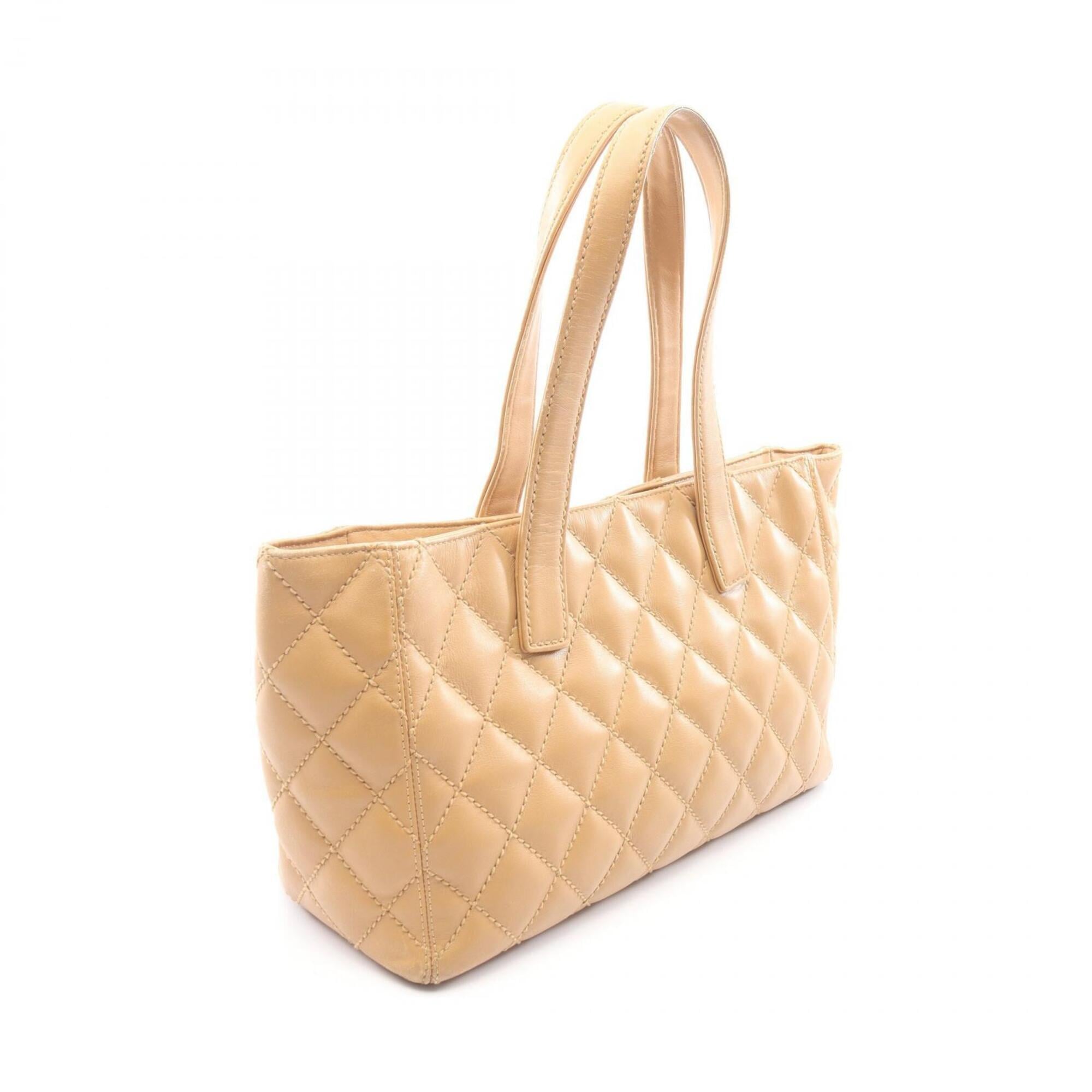 Chanel Beige Leather Handbag Tote Bag (Pre-Owned)
