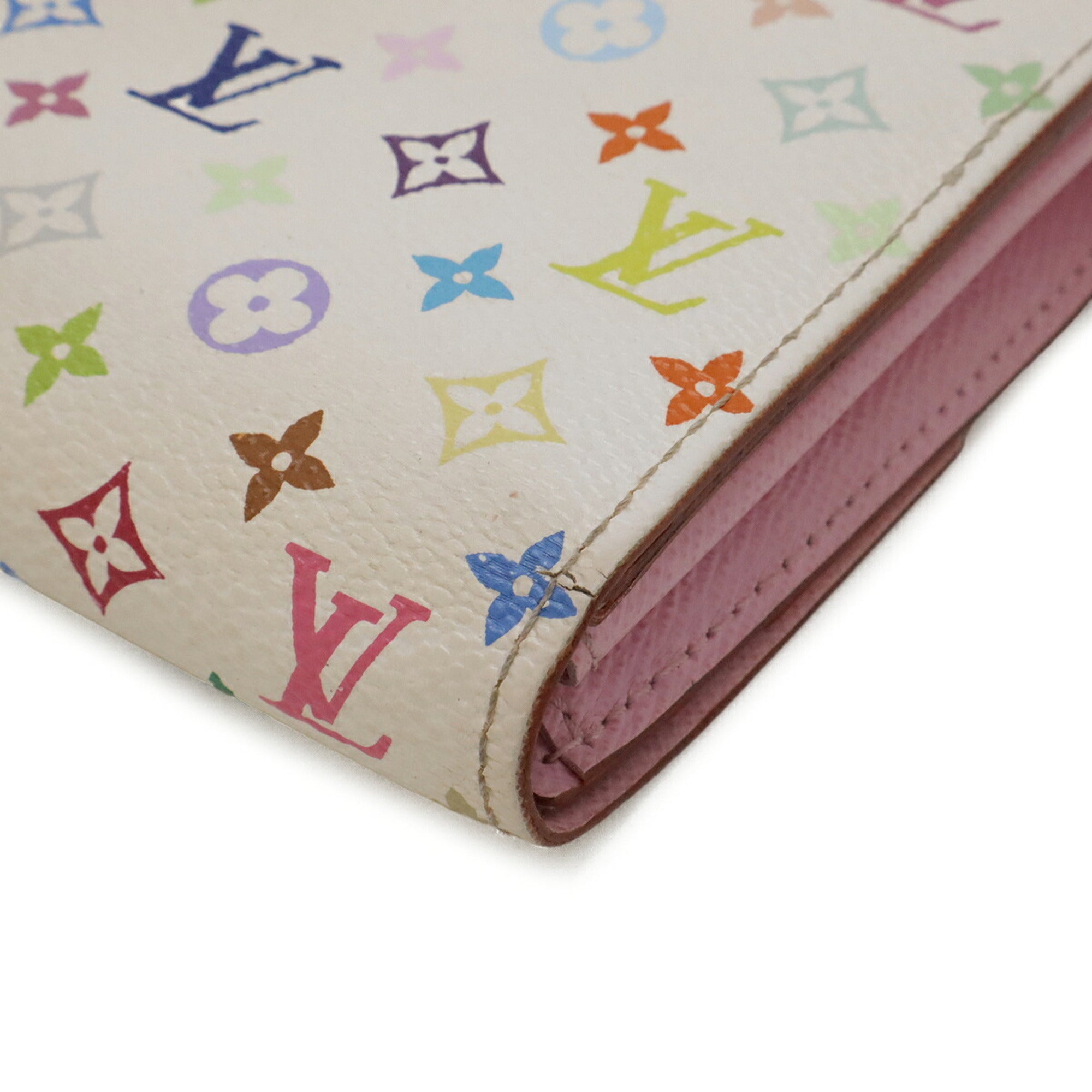 Louis Vuitton Blanc Litchi Monogram Canvas Long Wallet (Bi-Fold) (Pre-Owned)