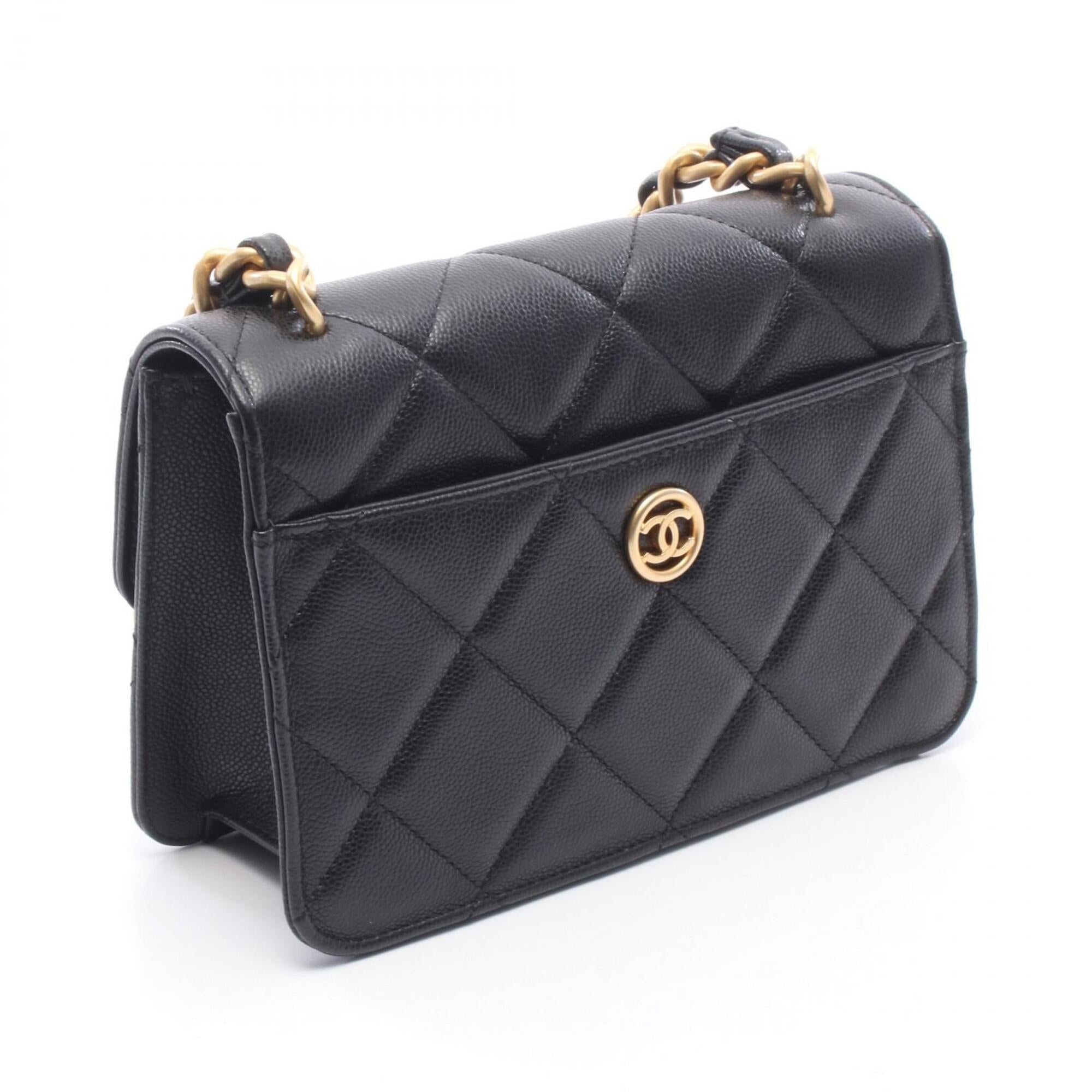 Chanel Matelasse Black Grained Calfskin Handbag Shoulder Bag (Pre-Owned)