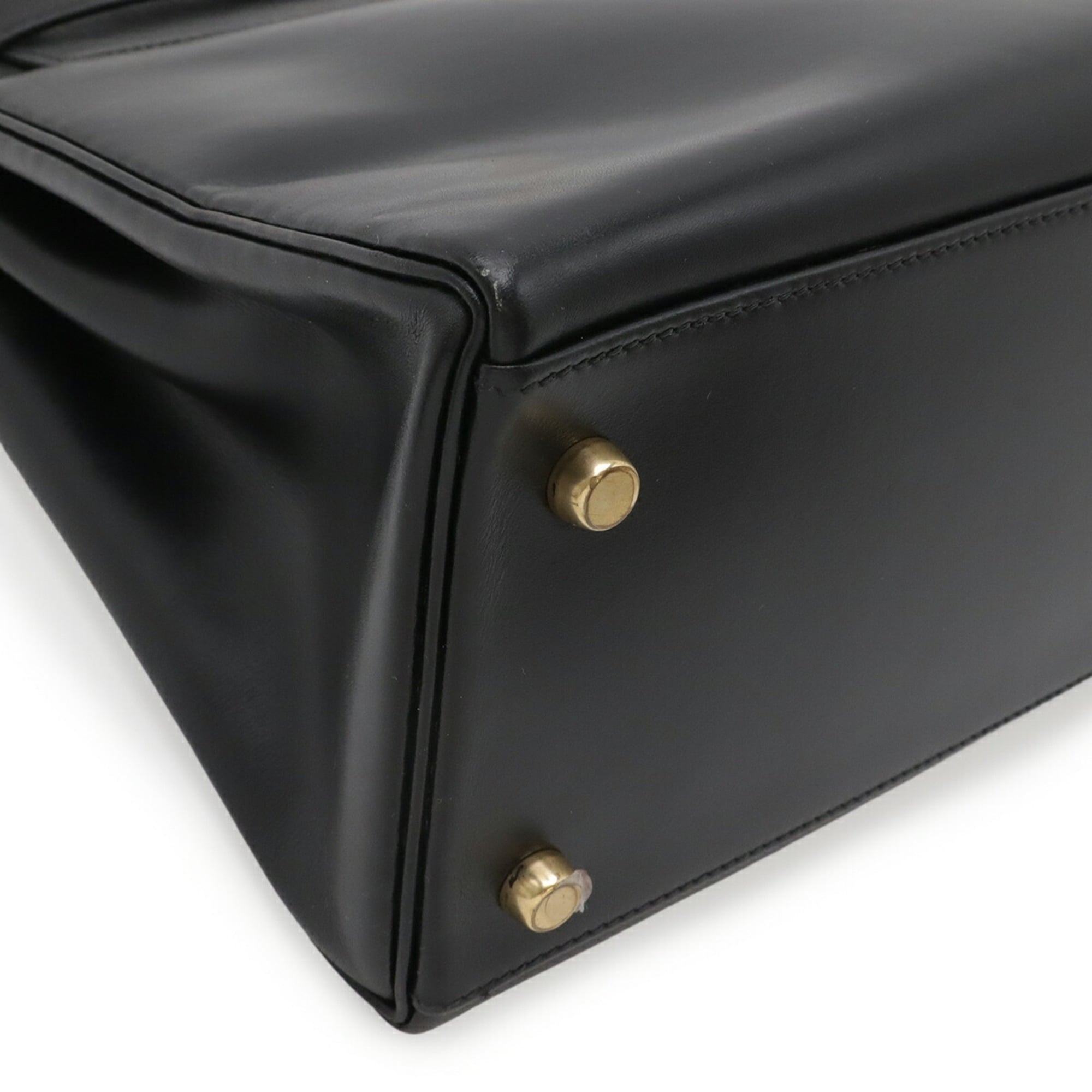 Hermes Black Box Calf Leather Handbag Shoulder Bag (Pre-Owned)
