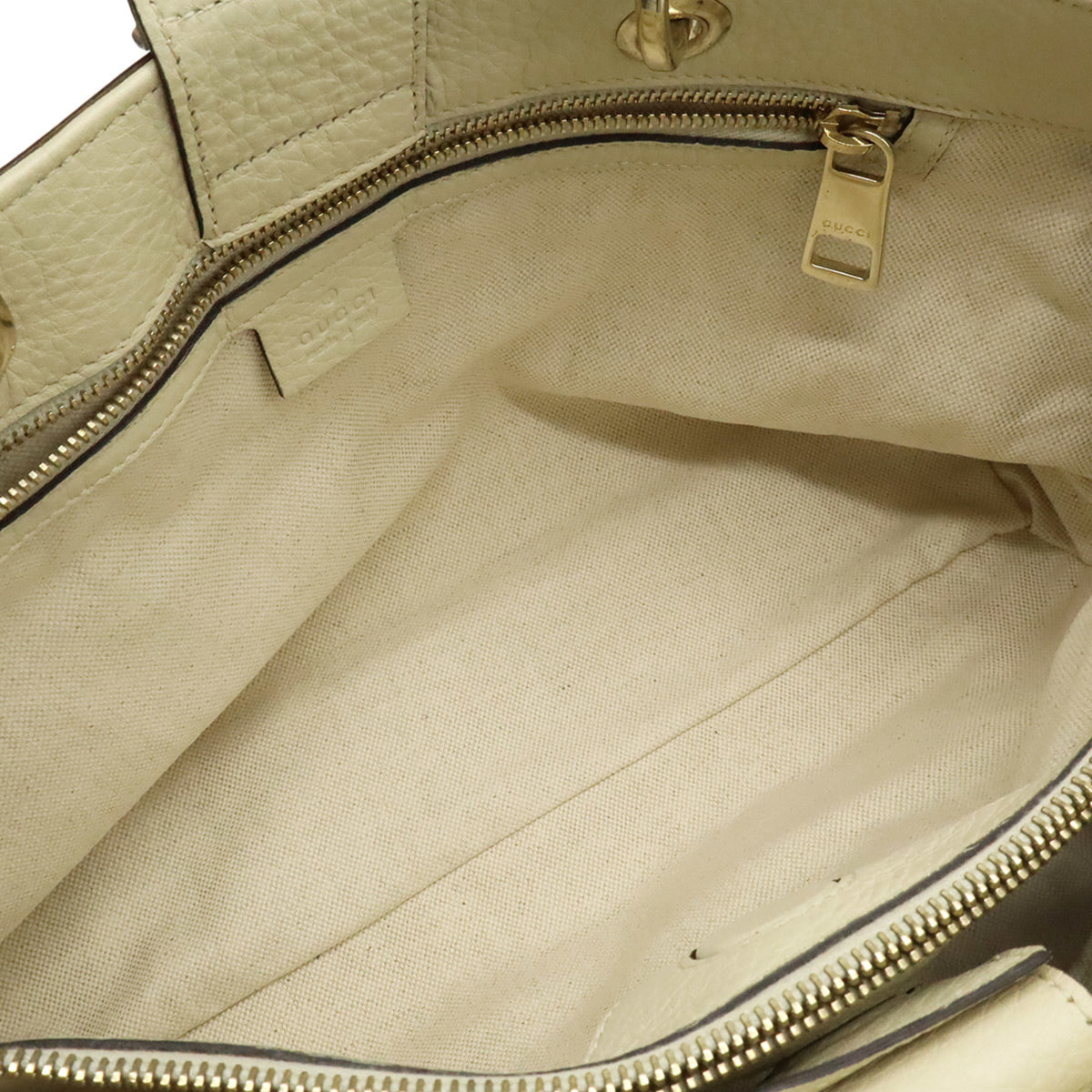 Gucci Light Beige Leather Bamboo Handbag Shoulder Bag Tote Bag (Pre-Owned)